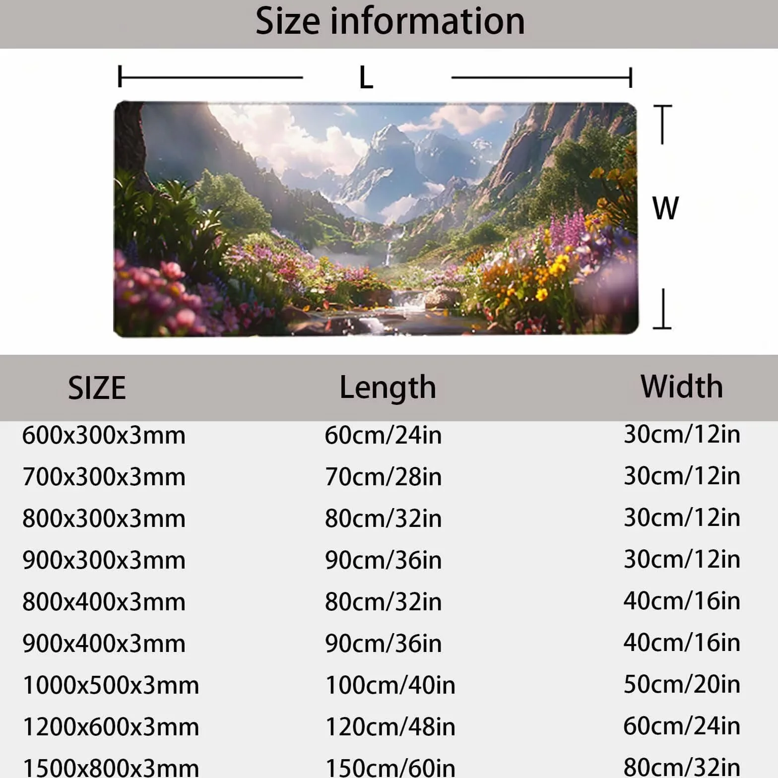 Mountain gamingowa podkładka pod mysz, zielona, XL, 152 x 81 x 0,3 cm, wodoodporna, antypoślizgowa, akcesoria biurowe, podkładka pod mysz, zszyte krawędzie, podkładka pod mysz, do gier biurowych,