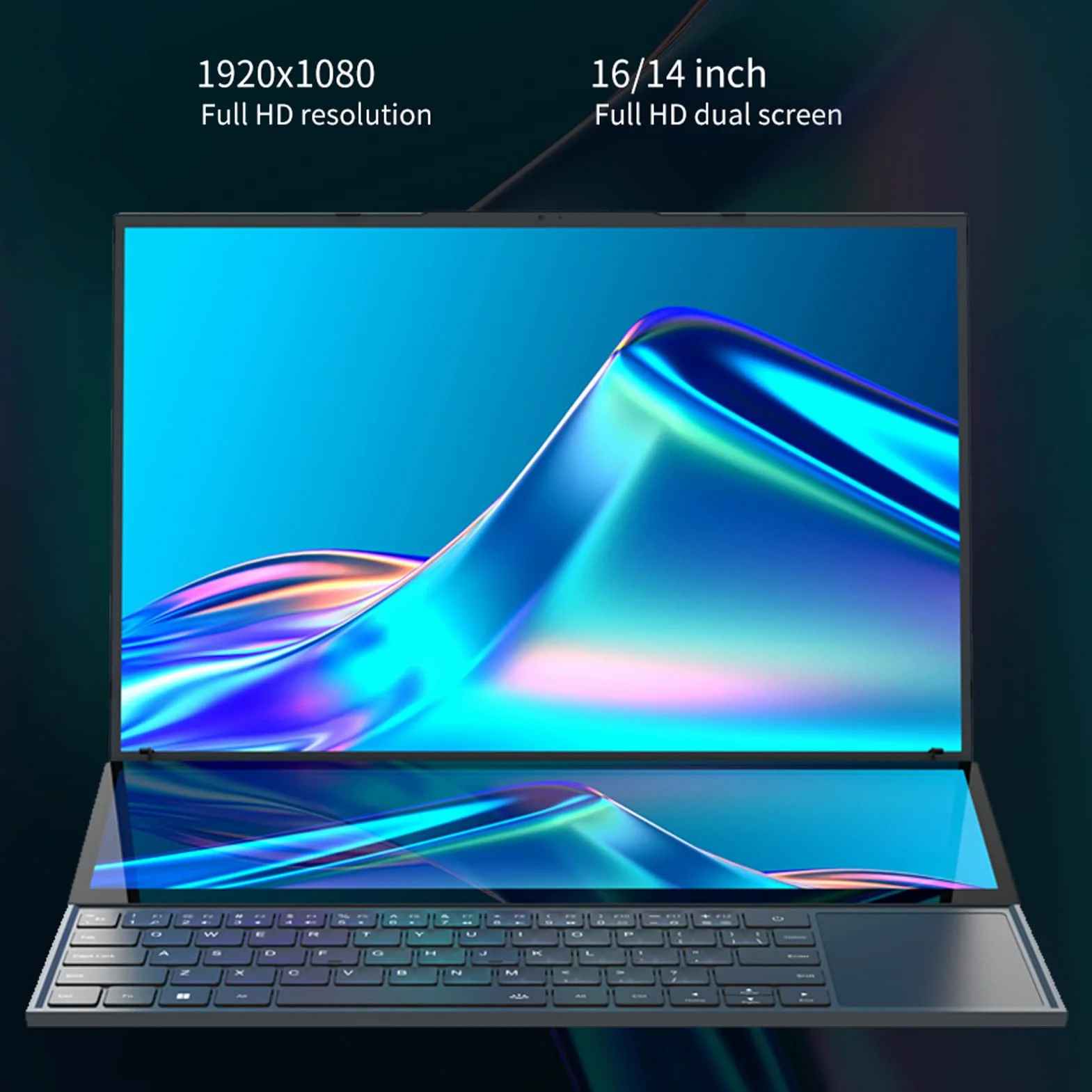16-calowy Laptop Komputerowy, Metalowa Obudowa 13600 MAh Bateria Podwójny Ekran Laptop do Gier dla Systemu 11 do Pracy (Wtyczka UE)