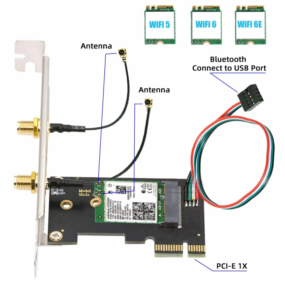 Bezprzewodowa karta NGFF A/E-Key WiFi do PCI-E Express 1x adapter do Wi-Fi Wifi6 Wifi7 Bluetooth