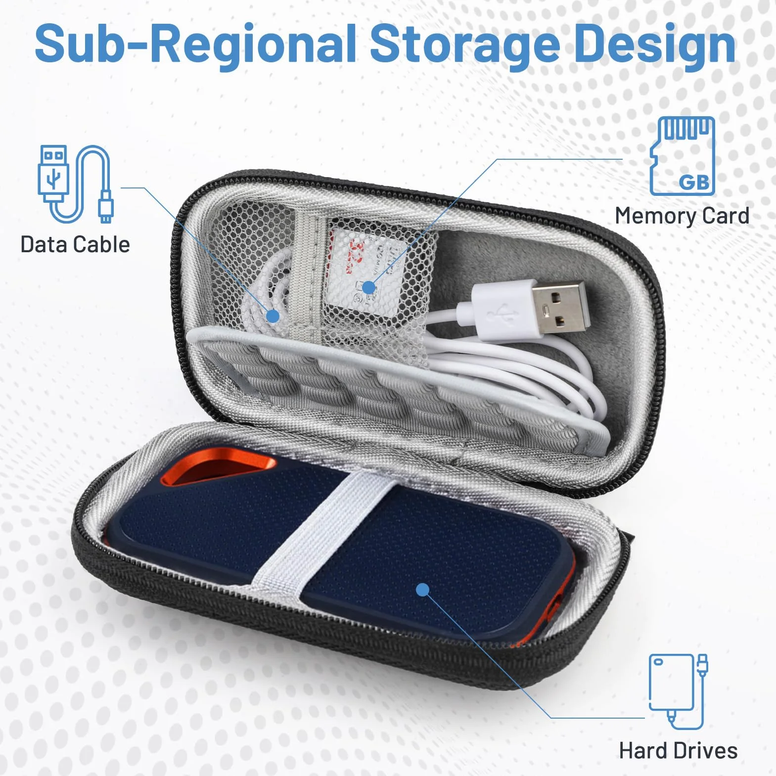 GlasFlength Etui do SanDisk Extreme PRO, kieszeń na dysk twardy do SanDisk 1TB 2TB twarde etui ochronne z paskiem na rękę SSD Case do SD SSDE81/SD SSDE80/SD SSDE30 (czarny)