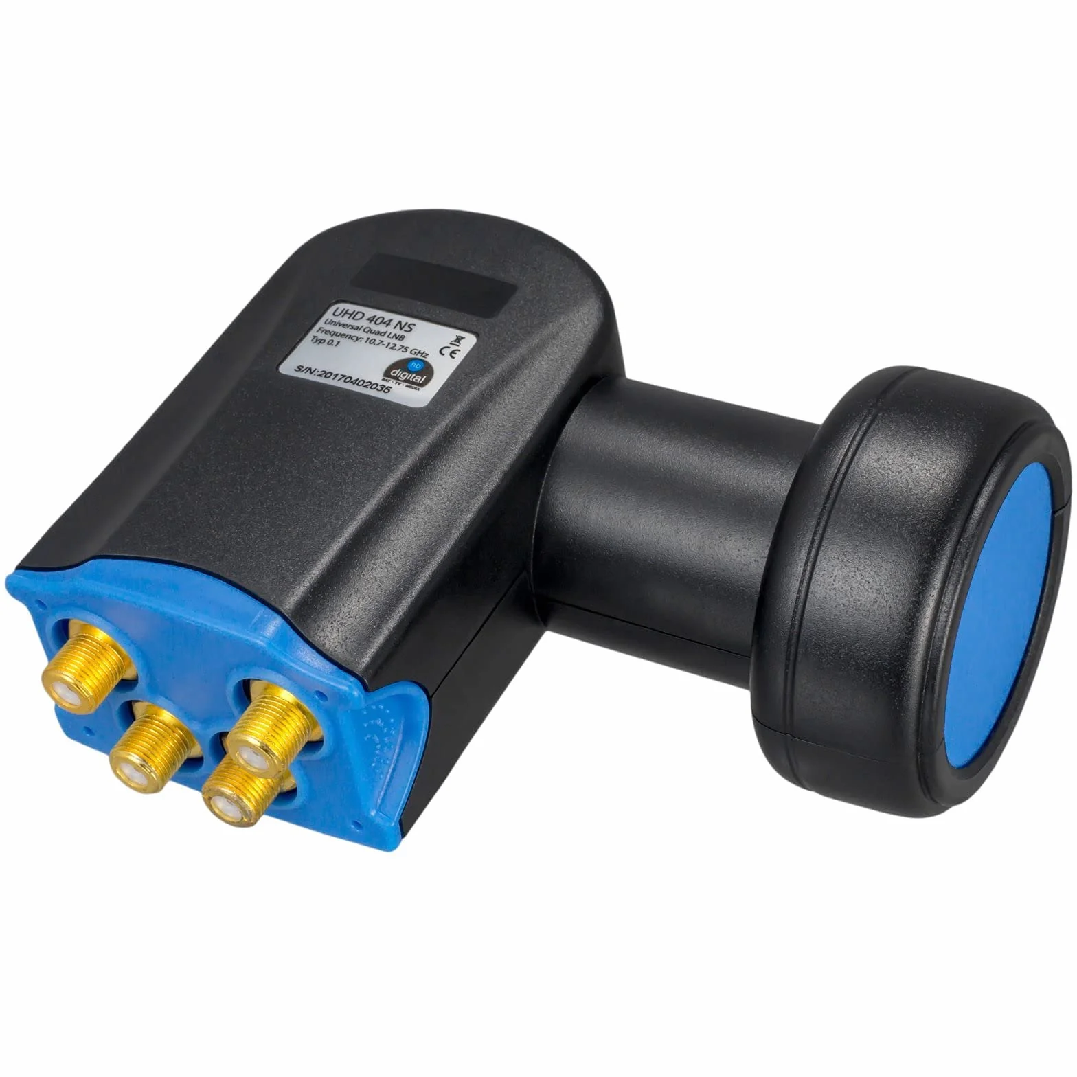 HB-DIGITAL Quad Ultra LNB LNC 4 uczestników bezpośredni ✨ Full HD TV 3D 4K czarny Black ■ styki pozłacane ■ ochrona przed warunkami atmosferycznymi (wyciągana)