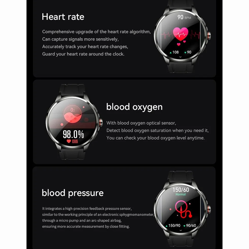 Smartwatch 1,95'' z kartą SIM, z wyciąganą kamerą o wysokiej rozdzielczości obracającą się o 190°, tętno w czasie rzeczywistym, monitorowanie ciśnienia krwi i tlenu we krwi, wodoodporność IP67