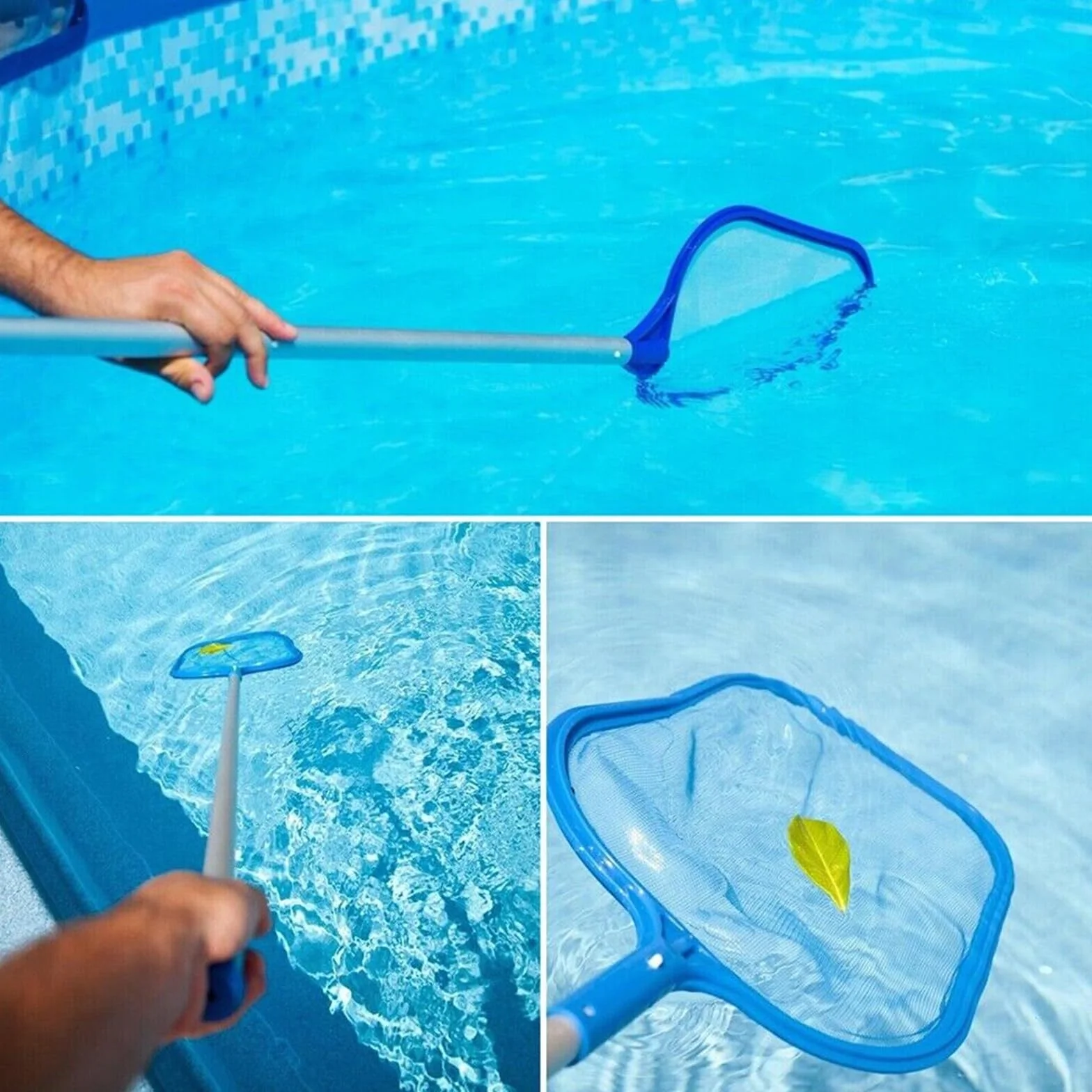Podbierak do basenu z drążkiem teleskopowym: 155 cm, skimmer basenowy, podbierak do czyszczenia stawu, podbierak do basenu, spa, stawów, jacuzzi