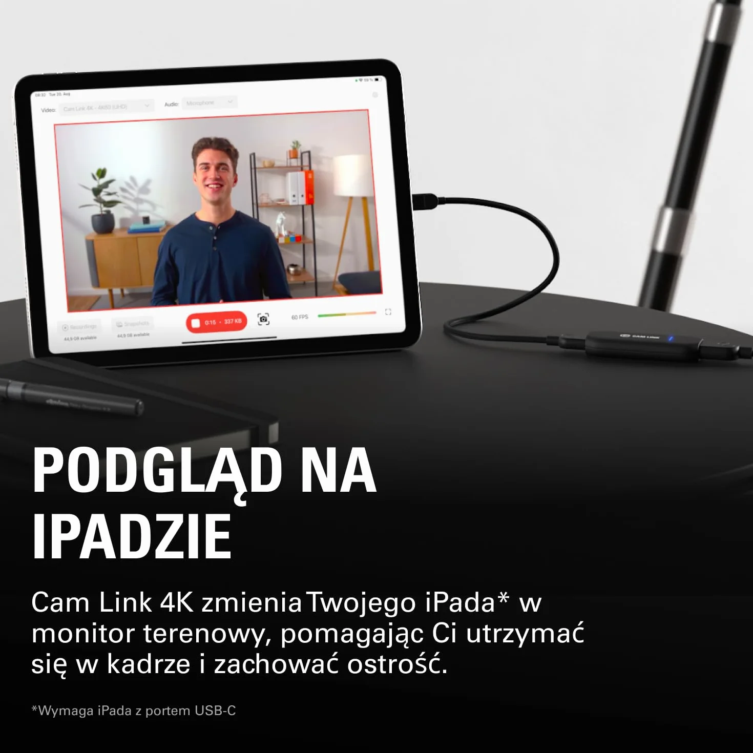 Elgato Cam Link 4K, zewnętrzna karta do przechwytywania z kamery, transmisja i nagrywanie z DSLR, kamera internetowa 1080p60, 4K30/4K60, wideokonferencje, granie, OBS, Zoom, Teams, PC/Mac
