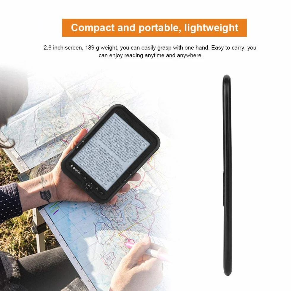 Czytnik e-booków 6-calowy czytnik e-booków z elektronicznym atramentem i 1 parą słuchawek + 1 x kabel USB + 1 x niebieskie etui (8G czarne)