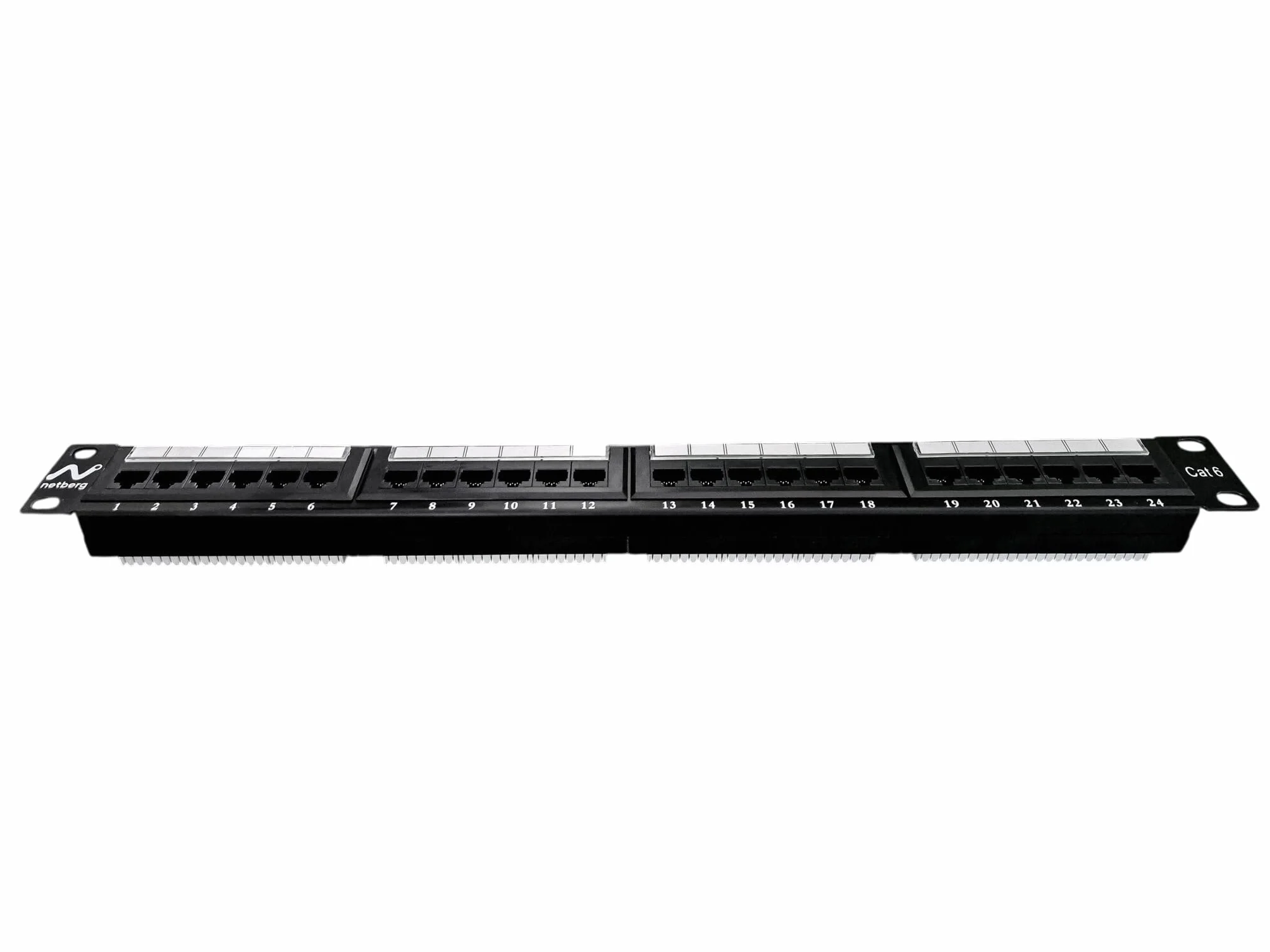 Patch Panel RACK 19 cali CAT6 UTP 24 porty 1U 48,5 x 4,5 cm czarny do szafy teleinformatycznej