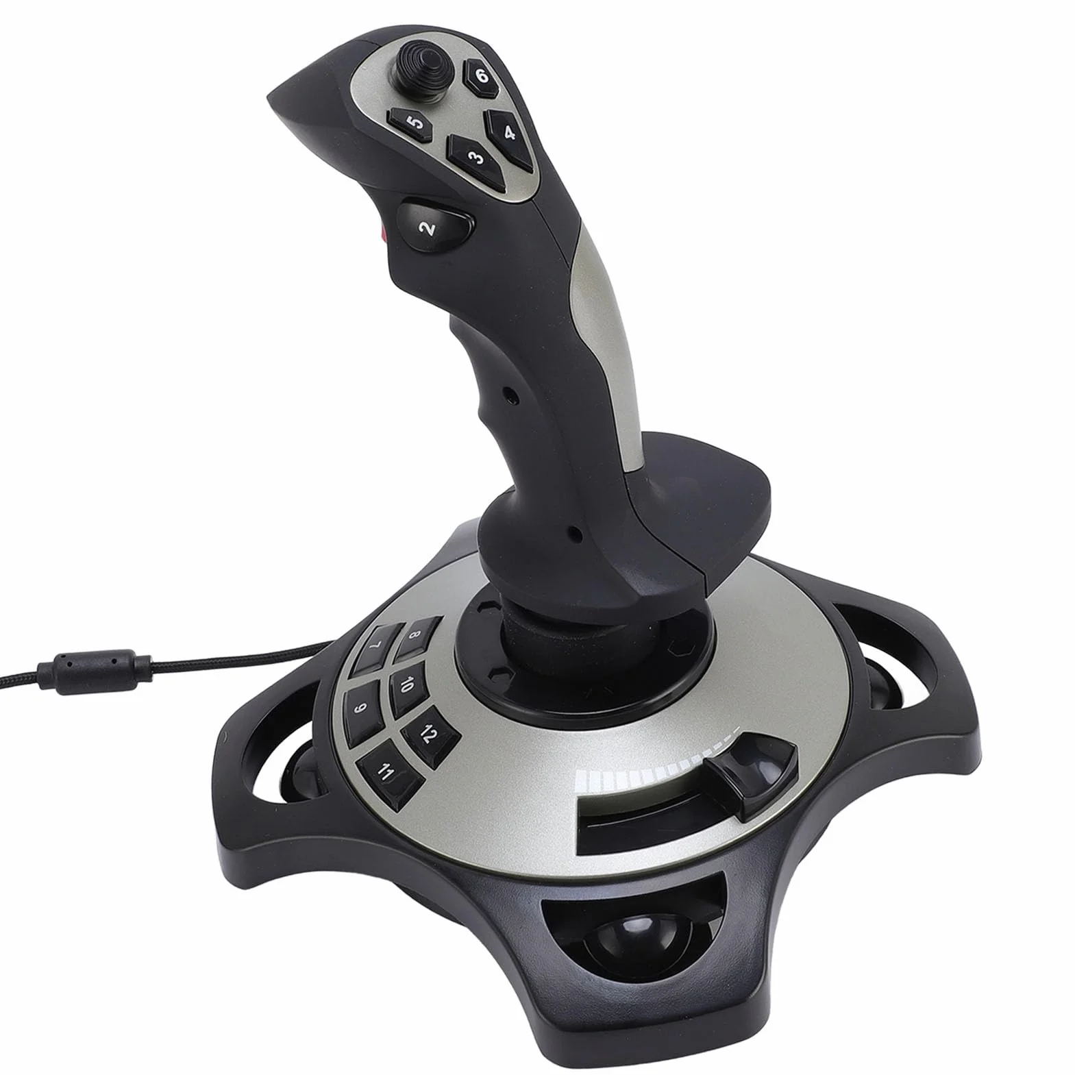 Symulator Lotu Kontroler Typu Joystick Przewodowy Drążek Sterowy USB z Wibracjami, przepustnicą i Programowalnymi Przyciskami do Gier Komputerowych z Systemem 7/8/10/11