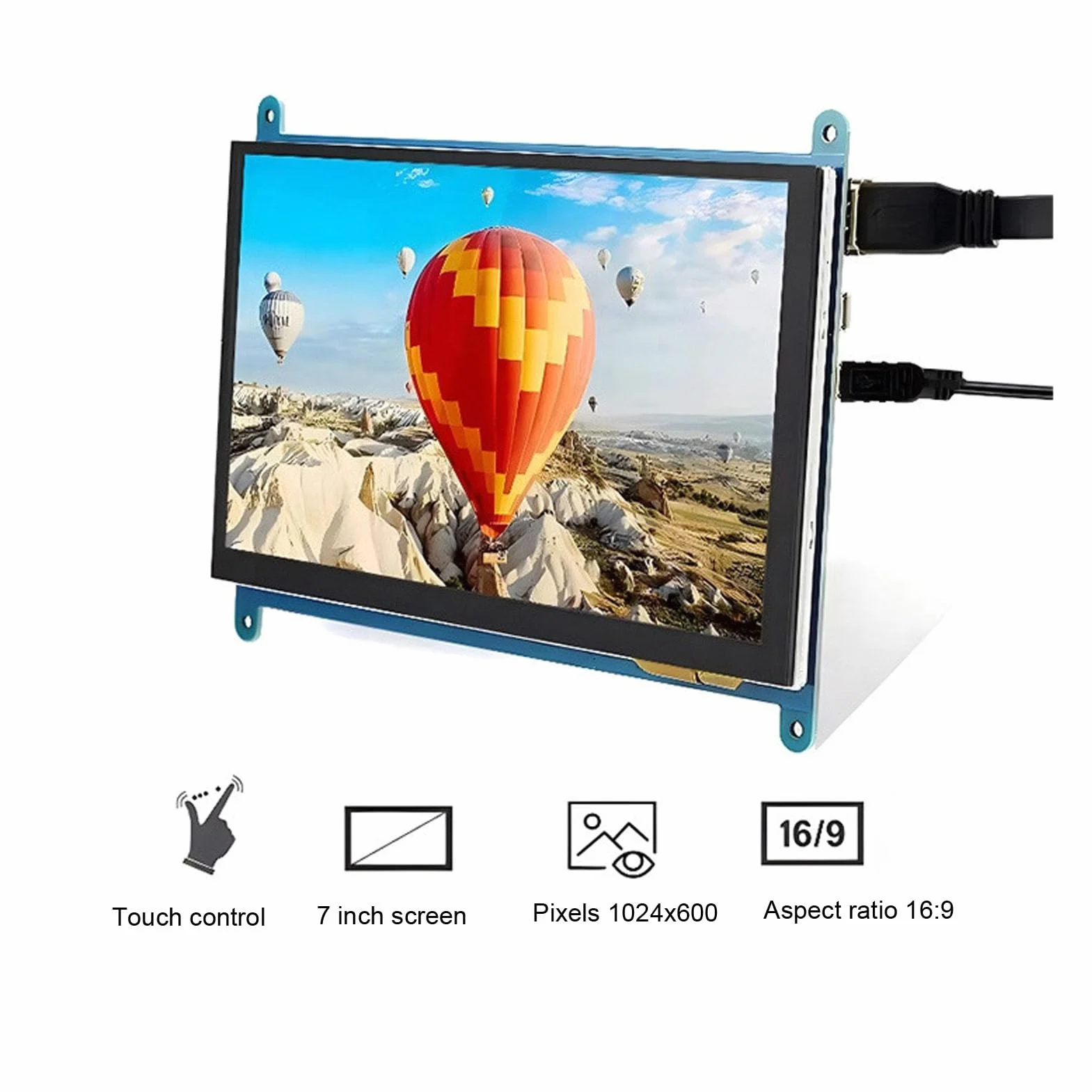 VBESTLIFE 7 -calowy Pojemnościowy Ekran Dotykowy, Przenośny Monitor Przenośny 1024x600 HDMI z 5 -punktowym Dotykiem i Podwójnymi Głośnikami, dla PI 5 4 3B
