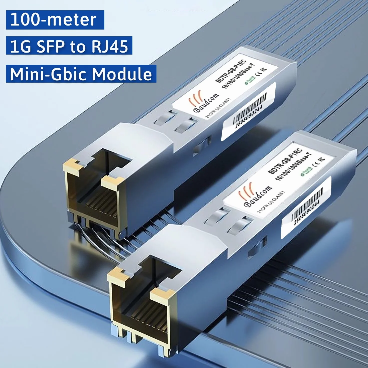 Moduł 1G SFP do RJ45 Mini-Gbic 100-metrowy, miedziany transceiver 1000Base-T kompatybilny z Cisco GLC-T/SFP-GE-T, Meraki MA-SFP-1GB-TX, Ubiquiti UniFi UF-RJ45-1G, Netgear, Zyxel, D-Link, TP-Link i