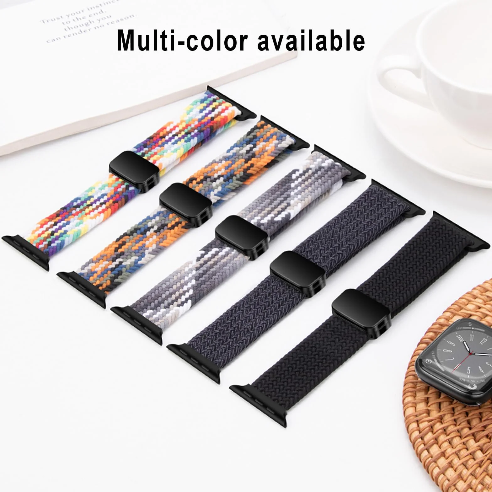 Compatible with Apple Watch Strap 49mm 46/45/44/42mm 42/41/40/38mm, Elasticated Magnetic Nylon Strap Band for IWatch Series 11/10/9/8/7/6/5/4/SE 3 2/Ultra 3 2 Men Women