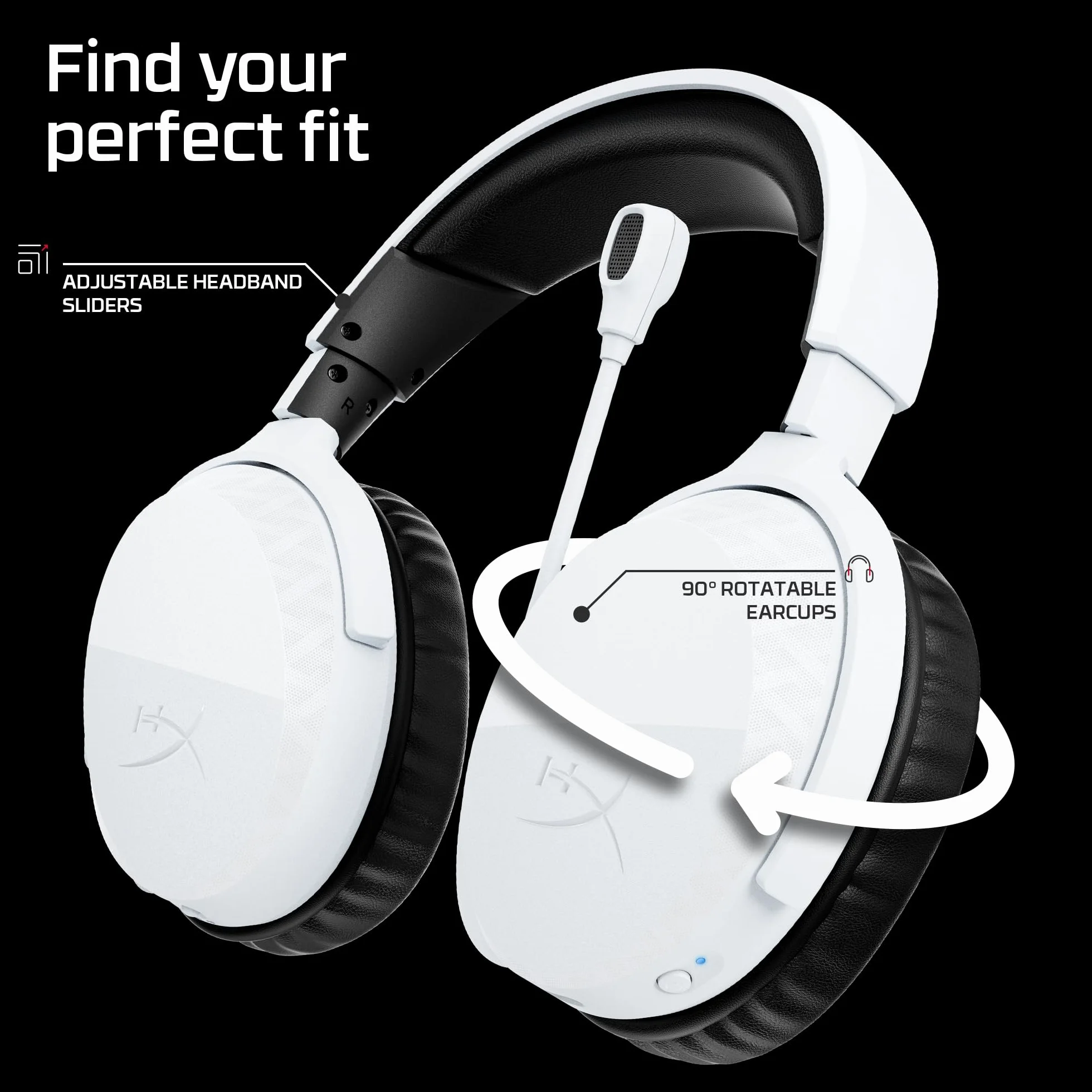 HyperX CloudX Stinger 3 Bezprzewodowy zestaw słuchawkowy do gier na PS5 | Bluetooth 5.2 i 2,4 GHz, do 80 godzin baterii, sterowniki 50 mm, mikrofon, biały