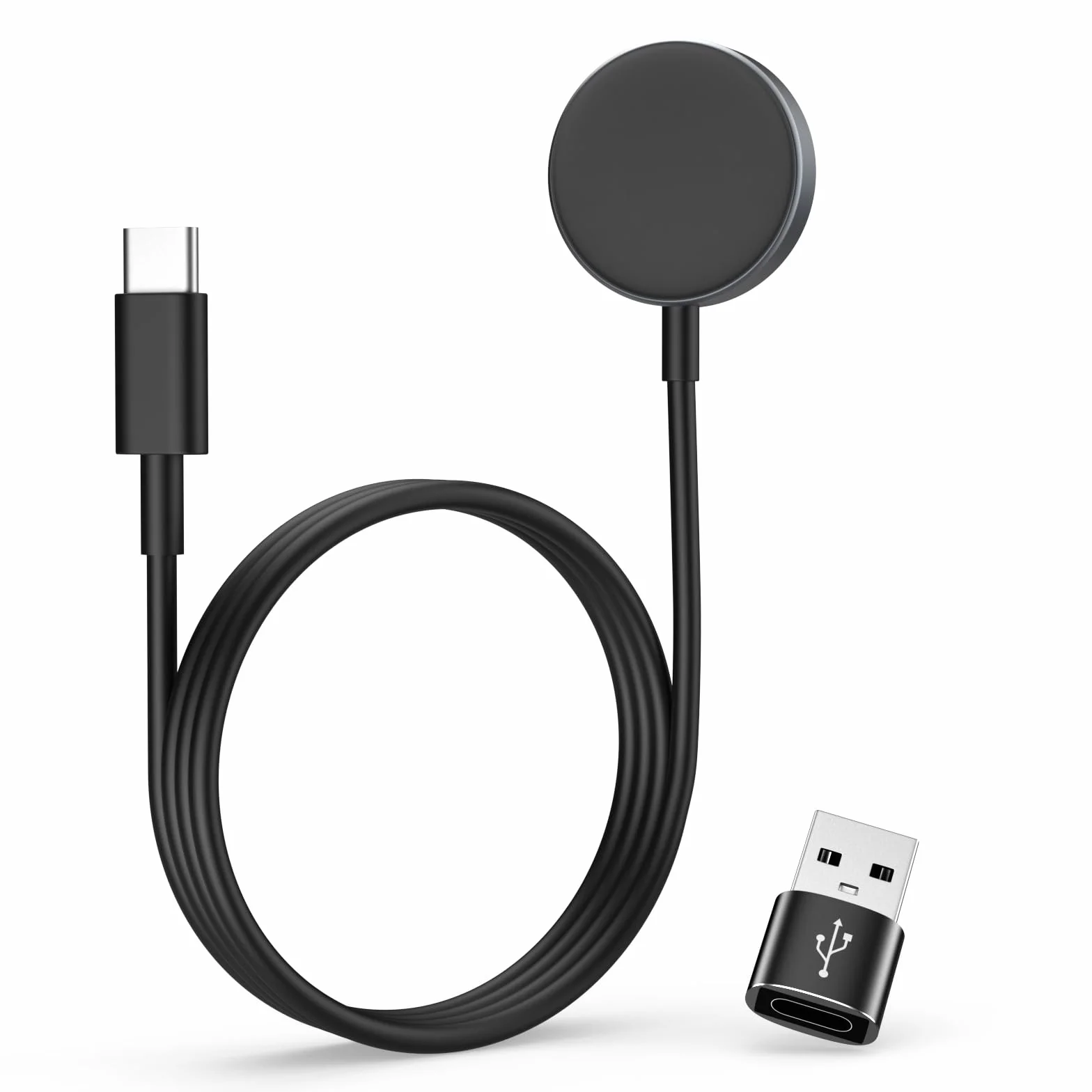 MoKo Type C Galaxy Watch Charger for Samsung Galaxy Watch 8/8 Classic/7/Ultra/6/6 Classic/5/5 Pro/4/3/Active2/FE, Magnetic Charging Dock with 3.3FT Charging Cable and USB C to USB A Adapter