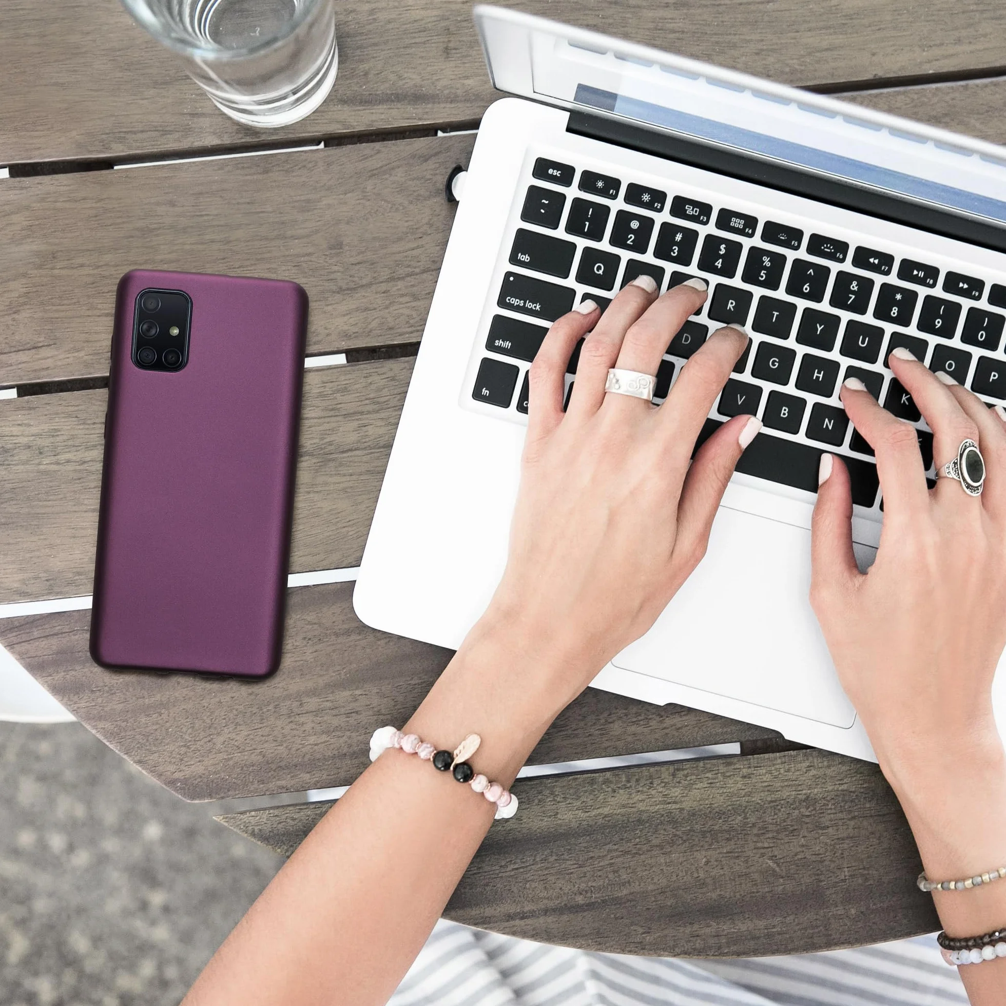 kwmobile Etui Samsung Galaxy A71 Silikon Metaliczny Połysk Lawenda