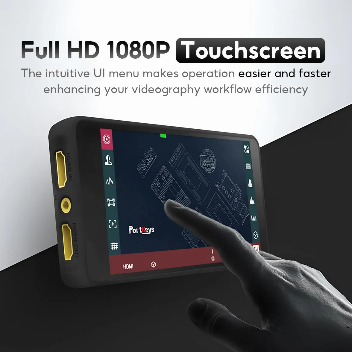 Portkeys PT5 II 5" Monitor Podglądowy z Ekranem Dotykowym, Jasność 500 nitów, Obsługa 3D LUT, Fale Luma/RGB, Wyjście HDMI 4K, Full HD dla Lustrzanek i Bezlusterkowców | Obsługa 3D LUT, Fale Luma/RGB, Full HD, Dla Lustrzanek, Wyjście HDMI 4K