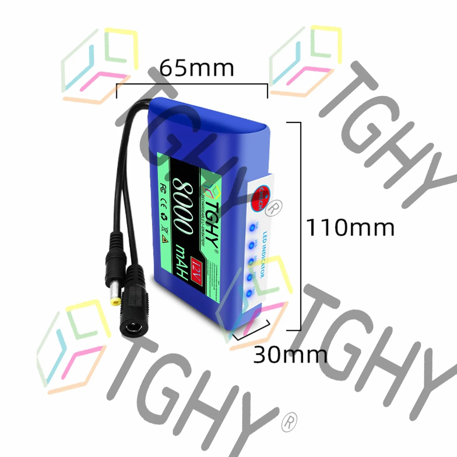 TGHY Akumulator litowo-jonowy DC 12 V 8000 Ah Akumulator litowo-polimerowy 12 V do kamer CCTV, kamer, odtwarzaczy MP3, pasków świetlnych LED i innych,12v 8000ah b