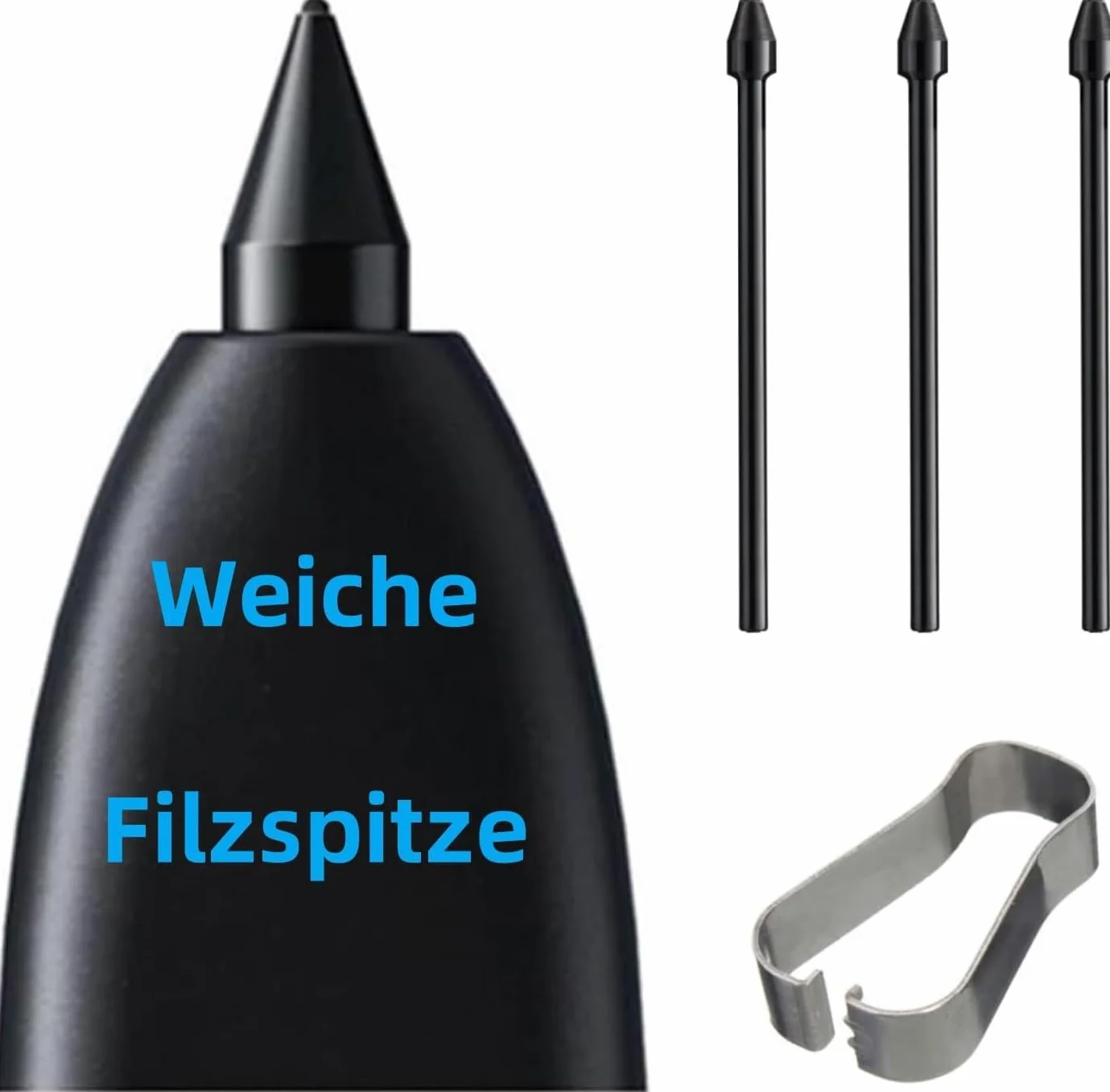 3 szt. wymienne końcówki do Samsung Galaxy S24 Ultra S Pen, wymienne miękkie końcówki do Samsung S Pen, Galaxy S24 Ultra, z narzędziem do montażu/demontażu (3 szt., czarne)