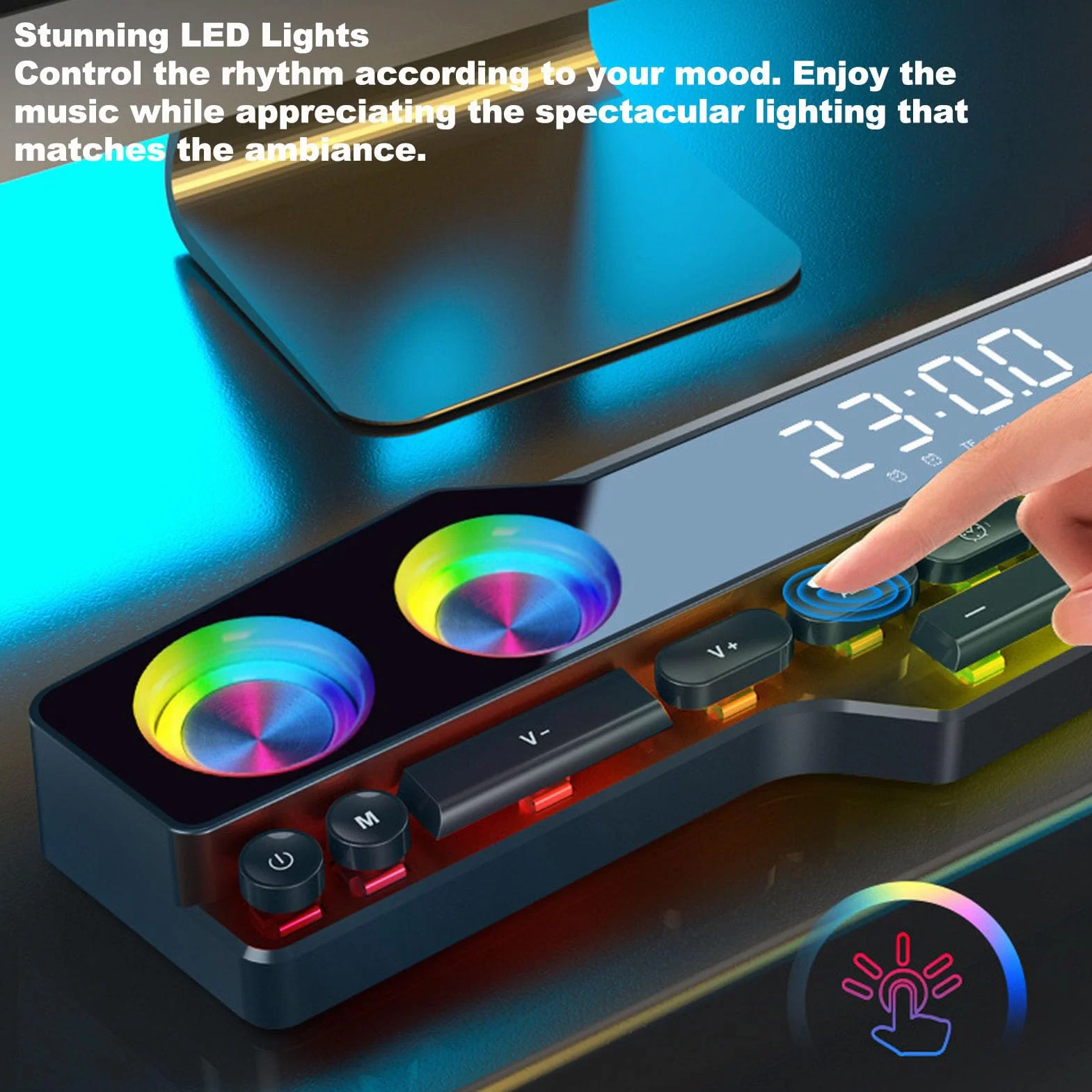 Głośniki do Gier 3600 MAh RGB, Wiele Trybów Odtwarzania Głośnik Komputerowy z Oświetleniem RGB, Unikalny System Głośników Komputerowych w Kształcie Klawiatury do Laptopów PC