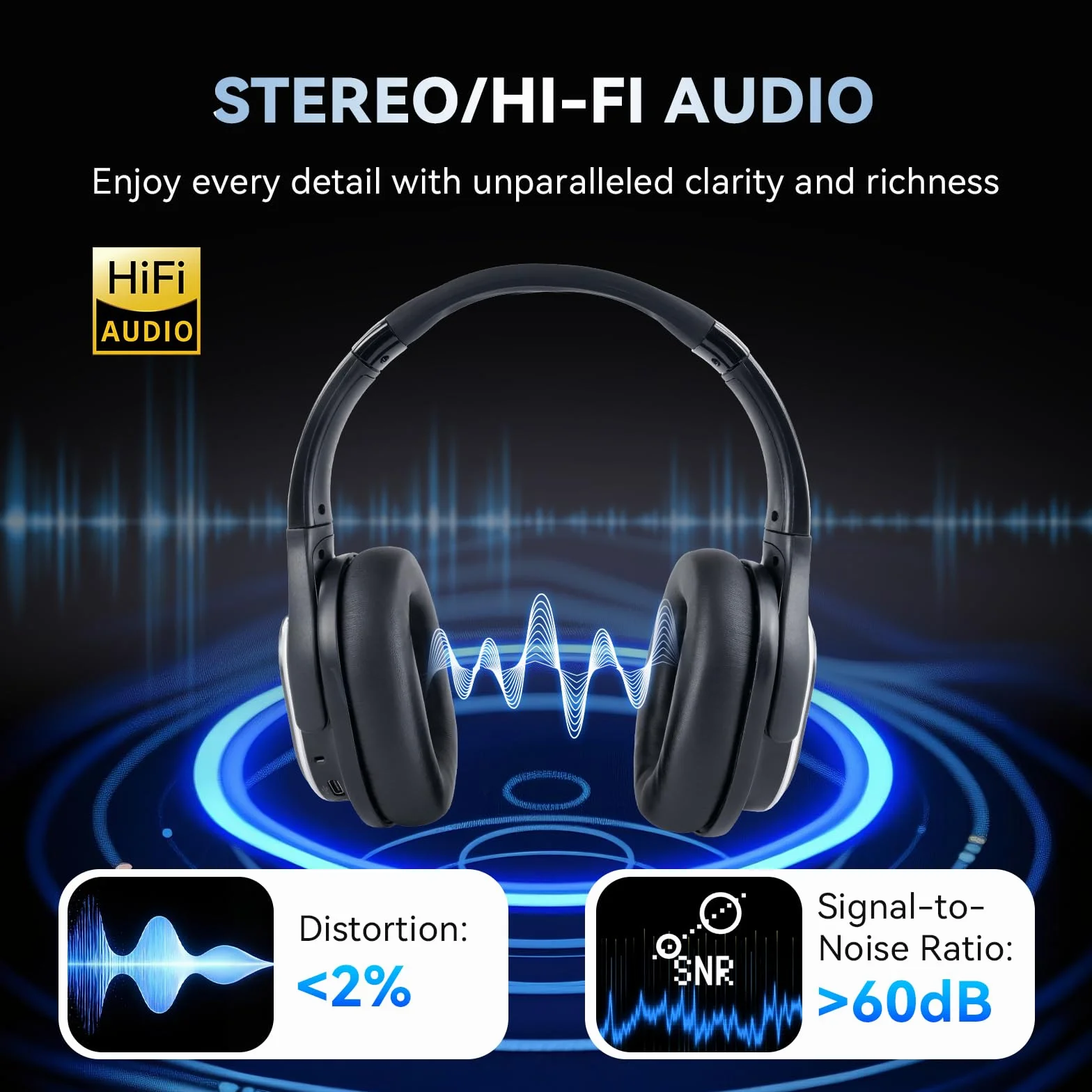 Retekess TA004 Silent Disco Bezprzewodowe Słuchawki (1-20) | na Imprezy, do Telewizji, 3 wybieralne kanały, zasięg 200m, 10 sztuk słuchawek, kompletny zestaw startowy