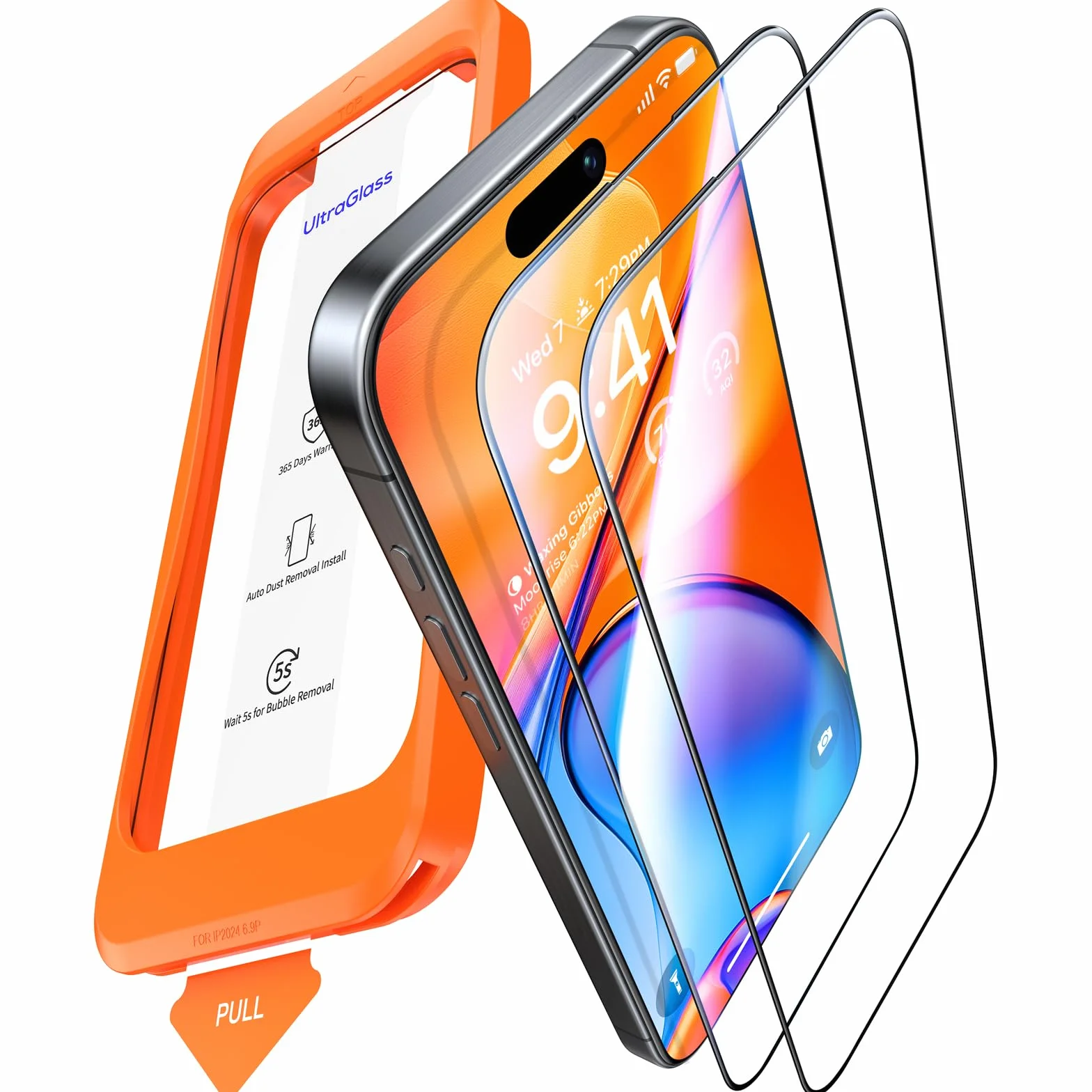 UltraGlass Unbreak Top szkło 9H+ do iPhone'a 16 Pro ochraniacz ekranu 16.0 cm (12FT klasy wojskowej) szkło hartowane 16 Pro (najdłuższe trwałe) pełne pokrycie 16Pro, 2 sztuki