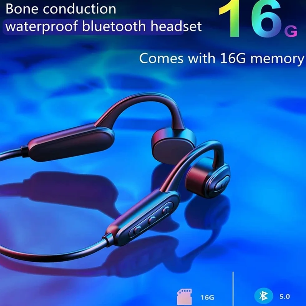 Kondukcja kostnych Słuchawki Bluetooth z mikrofonami, bezprzewodowymi zestawami słuchawkowymi, IPX8 Wodoodporna, dla sportowych słuchania na rowerze Running Siłownia,Gray
