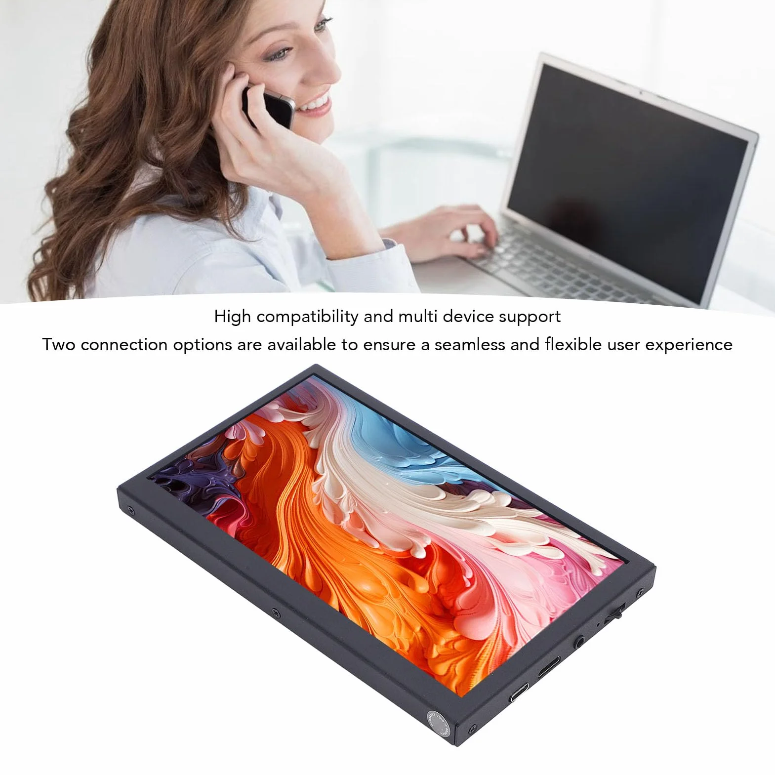 Lazmin112 Przenośny Ekran 7 Cali, Wyświetlacz IPS LCD 1024x600 HD, Kąt Widzenia 170°, Ekran Dotykowy z Podwójnymi Głośnikami, do Telewizora Komputerowego PC, Konsole do Gier dla Laptopów