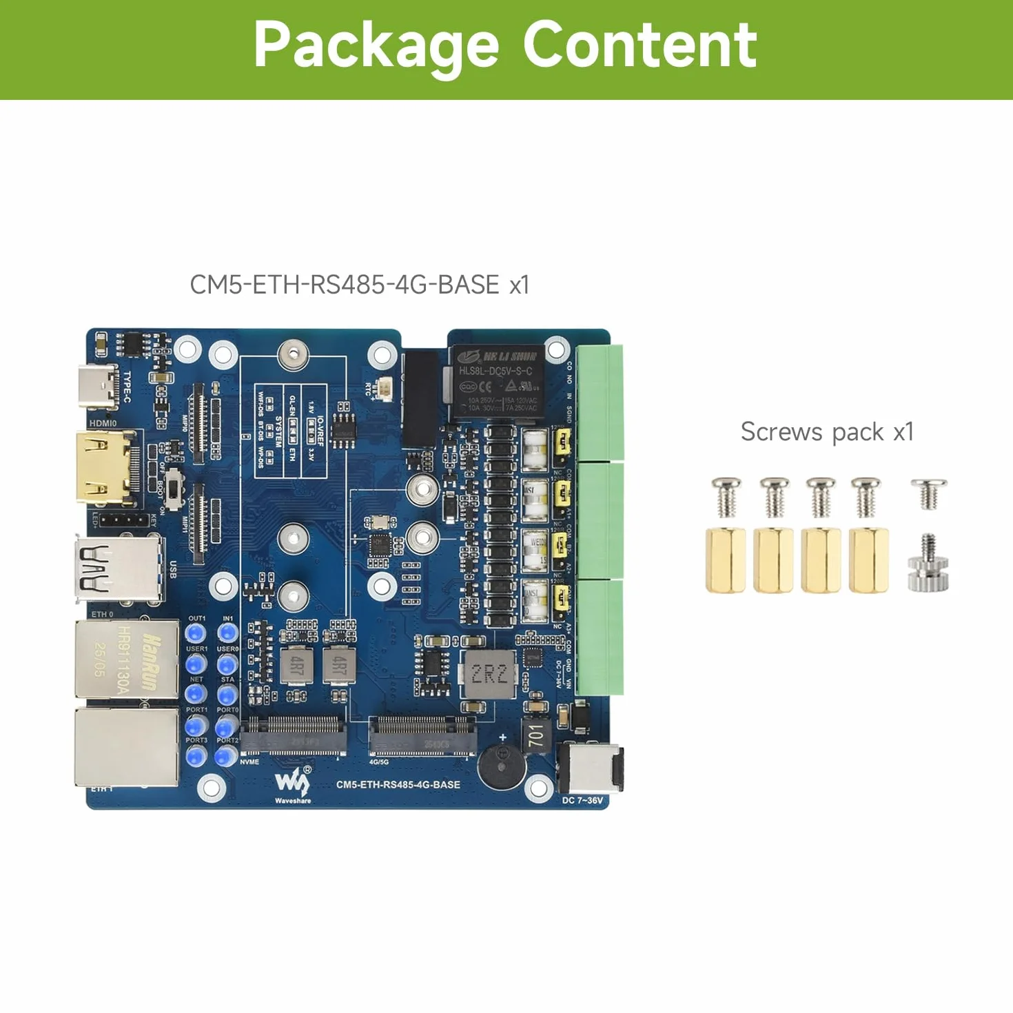 Waveshare Gigabit/2.5G Dual Ethernet Multi-Function Expansion Board Based on Raspberry Pi CM5 (NOT Included),RS485, 4G/5G Module and 4K Display Output, Board Only