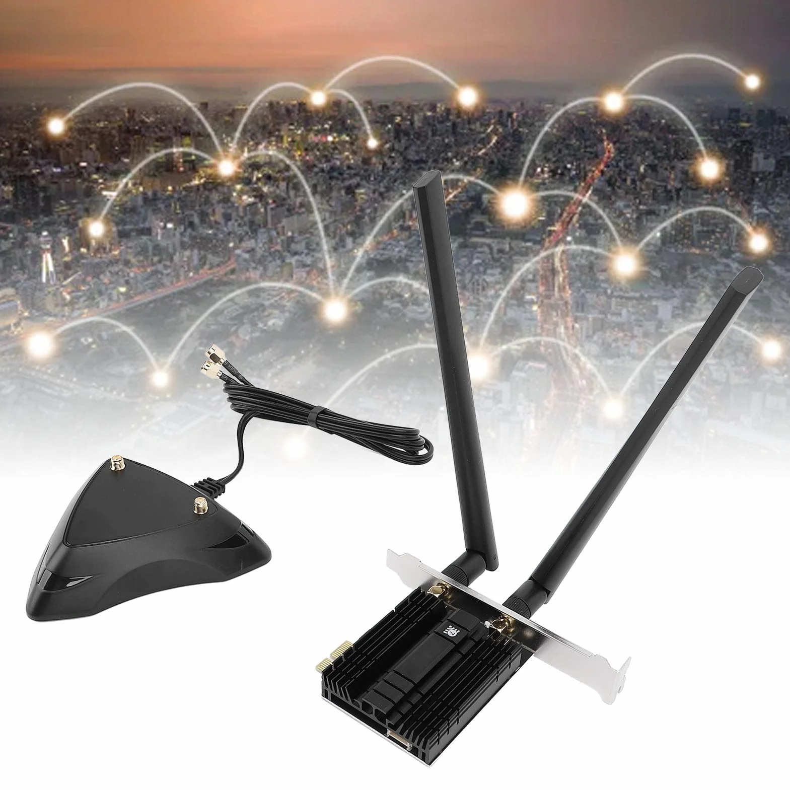 Karta BE200 WiFi 7, Karta Sieciowa WiFi 7, Karta Sieciowa PCIe 8774Mbps z Bluetooth 5.4, Trójzakresowa do 6GHz, 802.11ax, MU MIMO, Bezprzewodowa Karta Sieciowa 8774Mbps dla