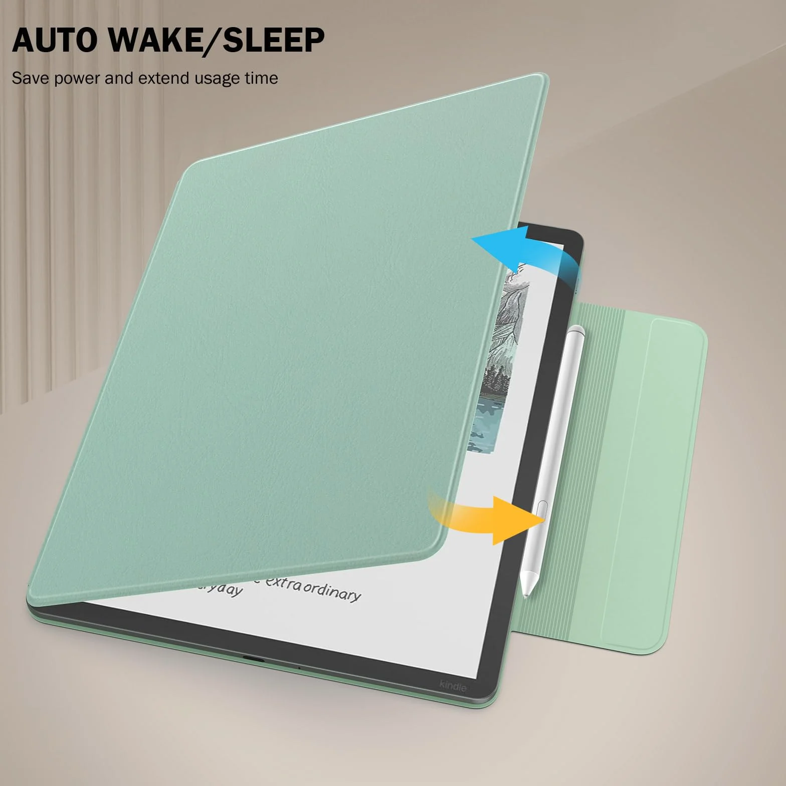 MoKo Magnetic Case for 11" Kindle Scribe 3rd & Colorsoft 1st,Verde Agave | Strong Magnetic,Slim Folio Premium PU Leather Cover with Pen Clasp & Auto Sleep Wake for 2025 Kindle Scribe Case