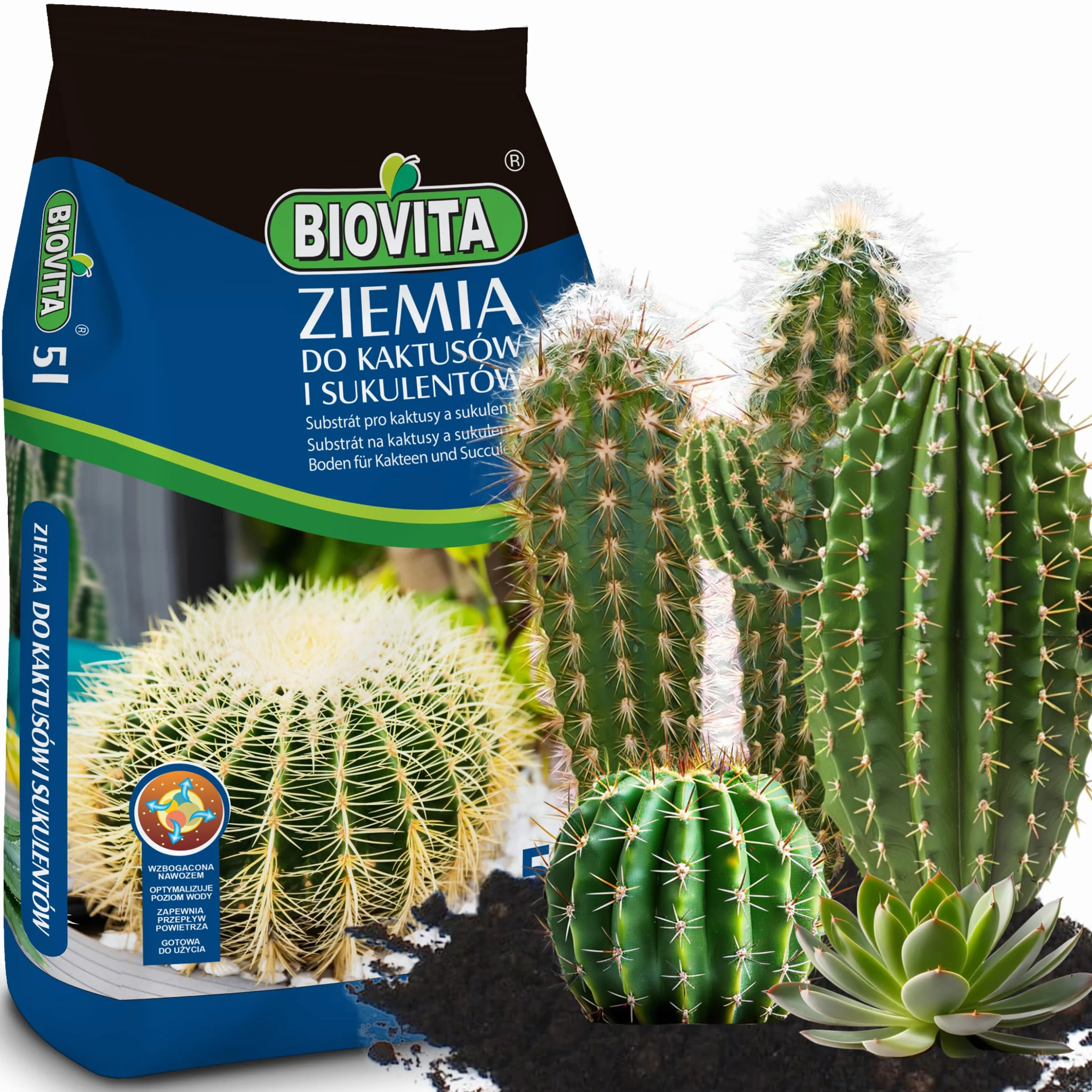 Biovita Ziemia do kaktusów i sukulentów 5l