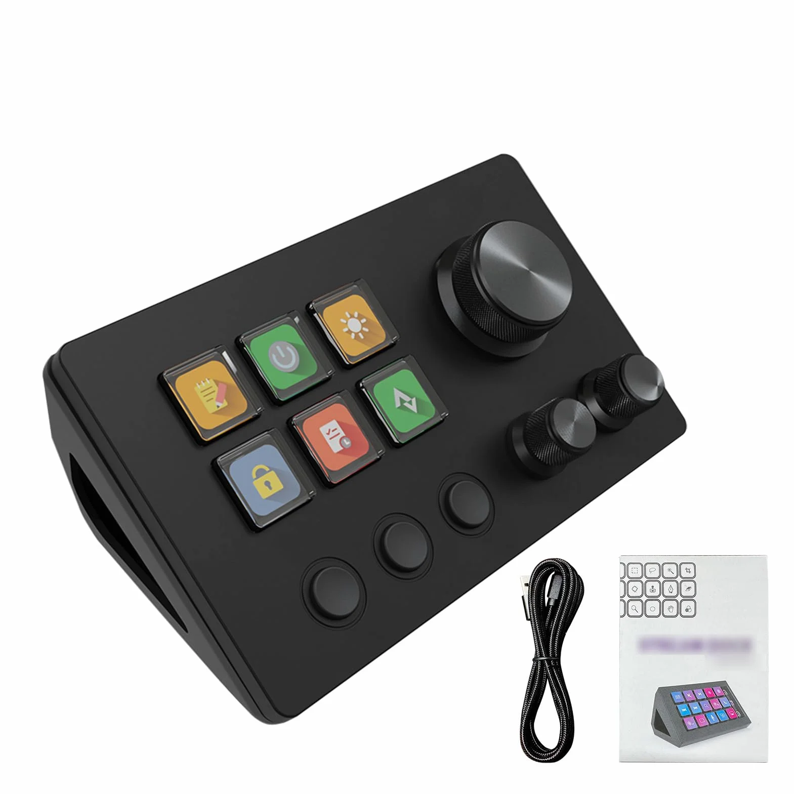 Asixxsix Stream Controller 6 Klawisze do Personalizacji, 3 Metalowe Pokrętła (BLACK)