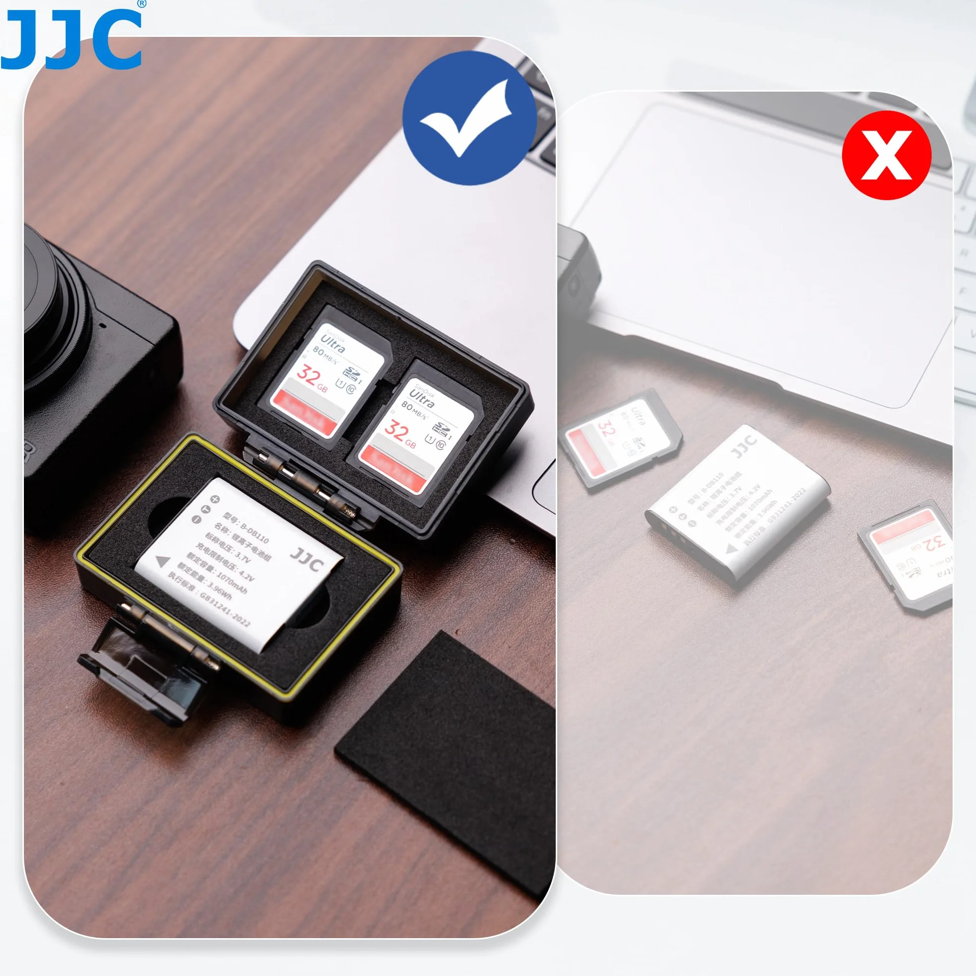 JJC Kompatybilny Etui na Baterię i Karty SD dla Ricoh GRIII, GR III HDF, Olympus TG-7, TG-6, TG-5, DB-110, LI-90B