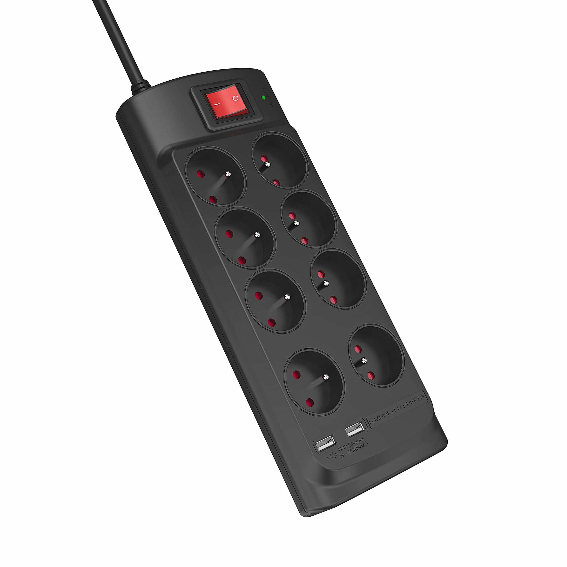 MONSTER - Osłona przeciwprzepięciowa Power 8 AC + 2 USB-A FR - Ochrona elektryczna MOV Fireproof - Eliminuje zakłócenia w sieci - poprawia obraz i dźwięk - 1,40 m