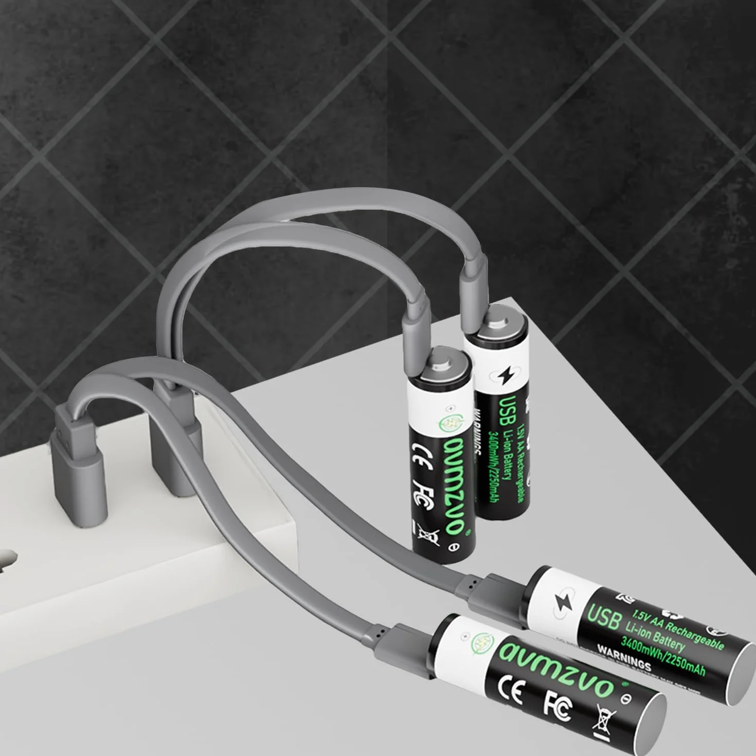 Akumulatory AA, 3400 mWh, baterie LR6 USB-C litowe z kablem do ładowania USB-C 2 w 1, 1,5 V, szybkie ładowanie przez 2-3 godziny, 8 sztuk
