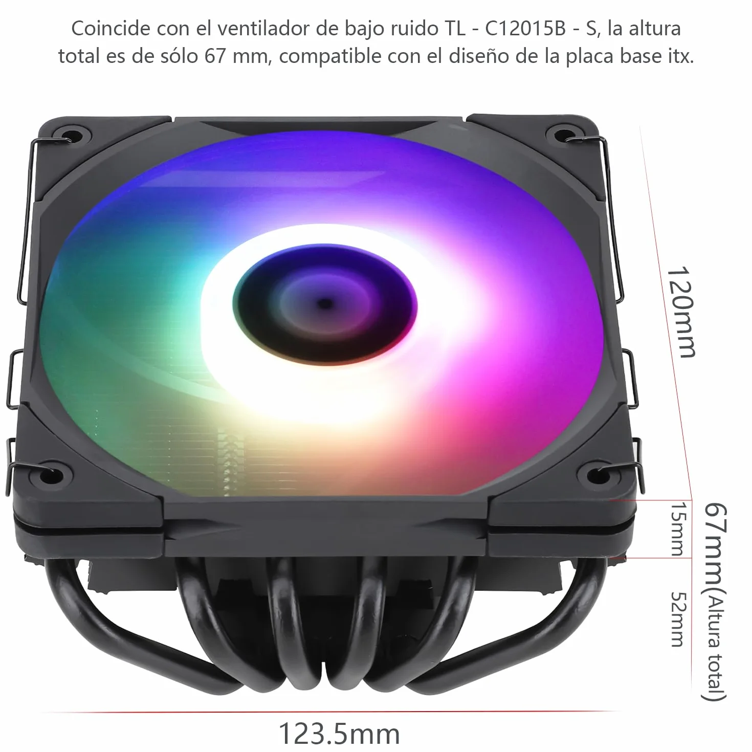 Thermalright AXP120-X67 BLACK ARGB niskoprofilowy chłodnica powietrzna CPU z recht wentylatorem 120 mm TL-C12015B-S PWM, 6 rur grzewczych, wysokość 67 mm, do AMD AM4/Intel LGA 1700/1150/1151/1155/1156