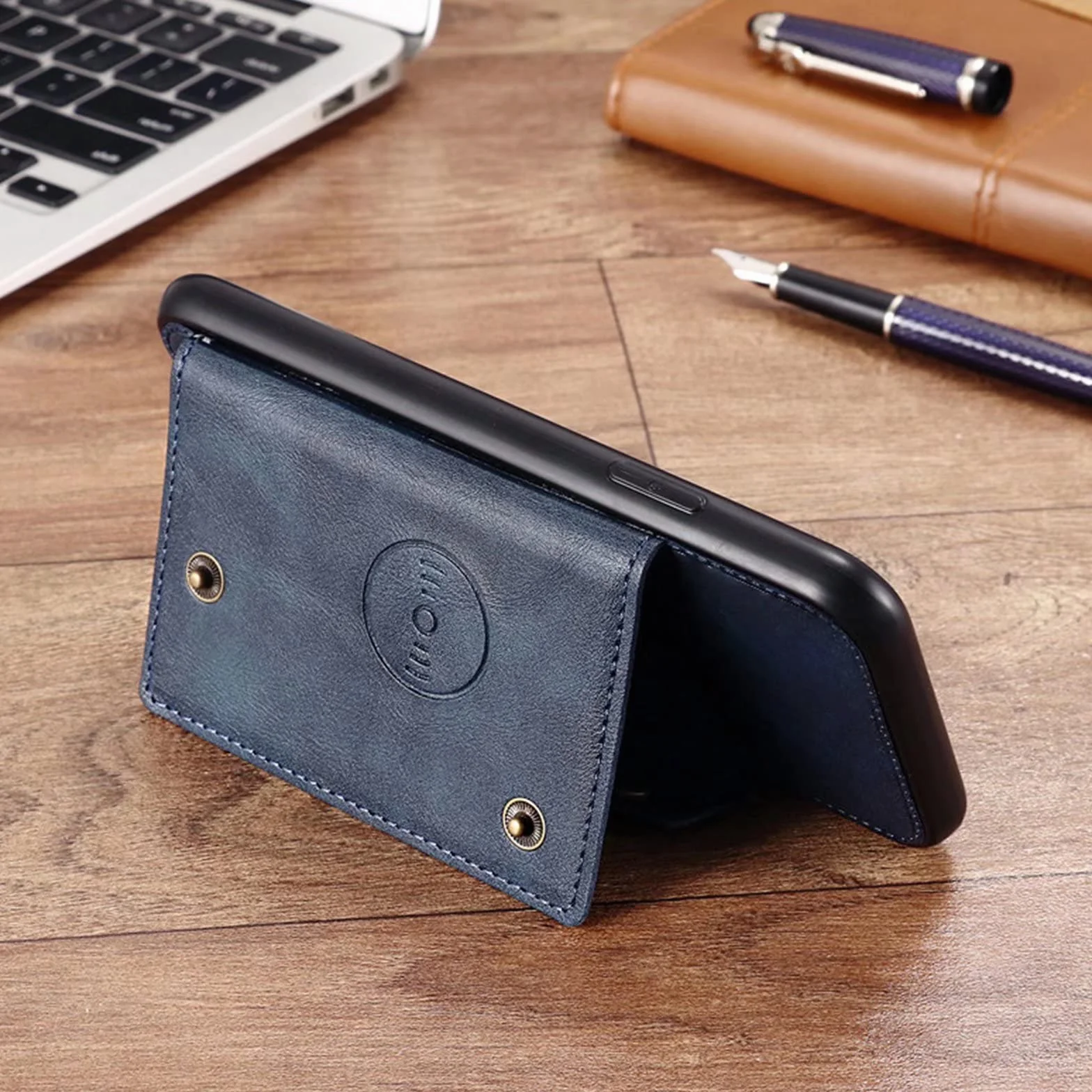 Case Kompatybilne z One Plus 9 Portfel Etui Ochronne ze Skóry PU Przegródki na Karty Magnetyczny Uchwytu Samochodowego Cover Slim Wstrząsy Niebieski|Film Szkło Hartowane2