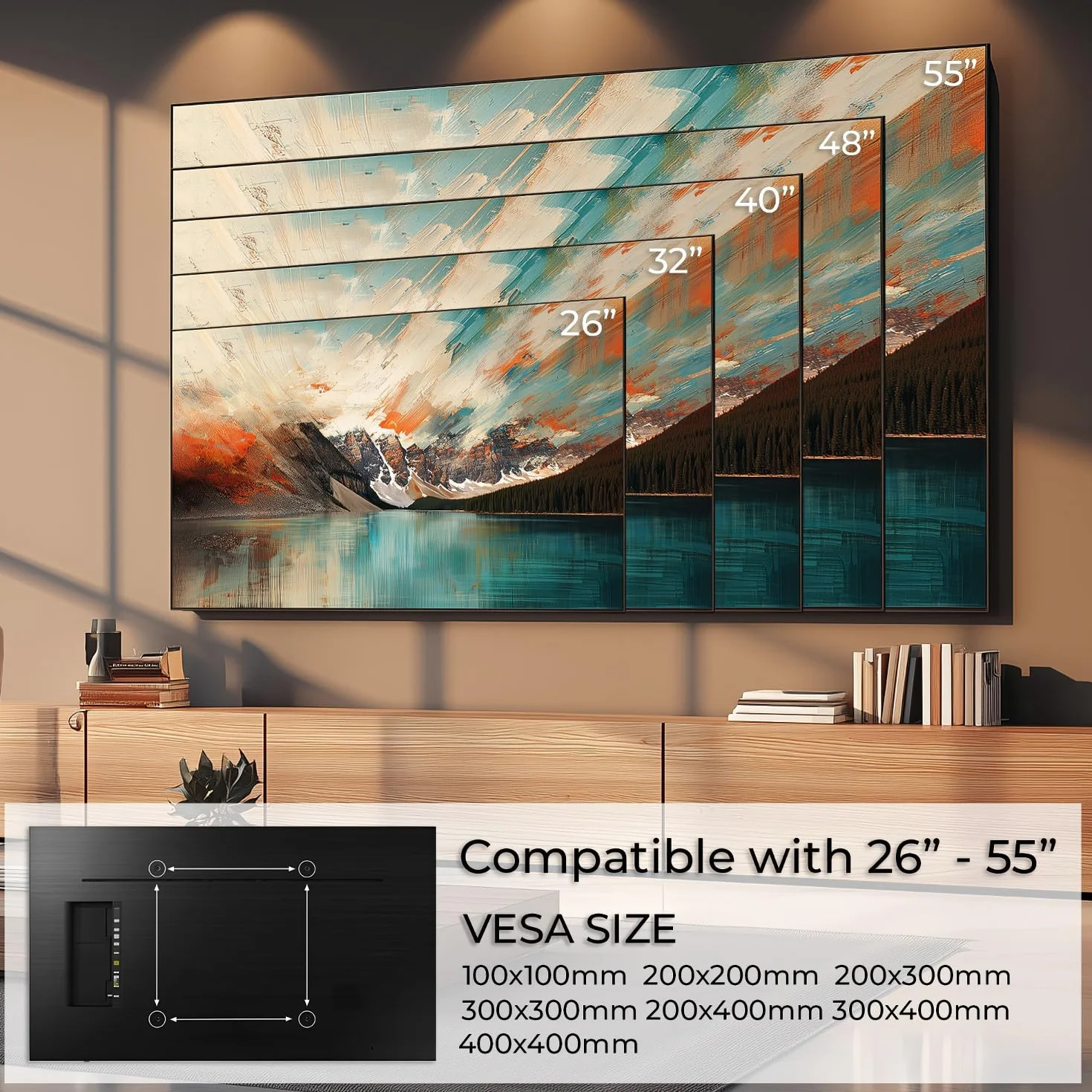 Maclean MC-862 uchwyt ścienny do telewizora 26-55" do 40 kg maks. VESA 600 x 400 mm uniwersalny OLED QLED LCD LED uchwyt plazmowy pochylany Slim Design