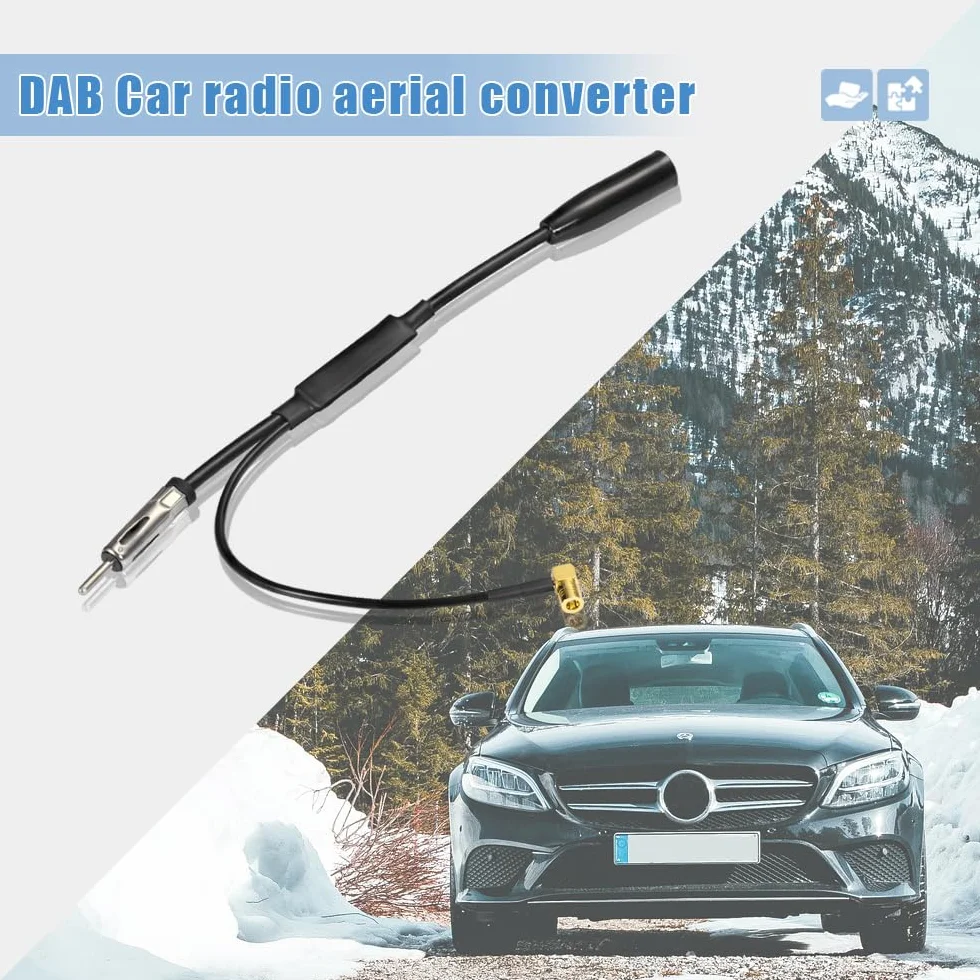 Eightwood Adapter anteny radia samochodowego kabel DIN żeński na DIN męski + złącze SMB 12 V + aktywny AM FM DAB rozdzielacz sygnału wzmacniacz sygnału anteny samochodowej zamiennik na rynku wtórnym
