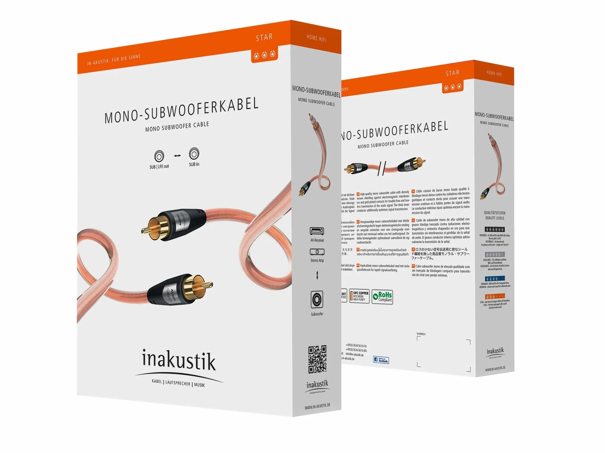 inakustik Star mono kabel subwoofera 6,0 mm 2 m przezroczysty