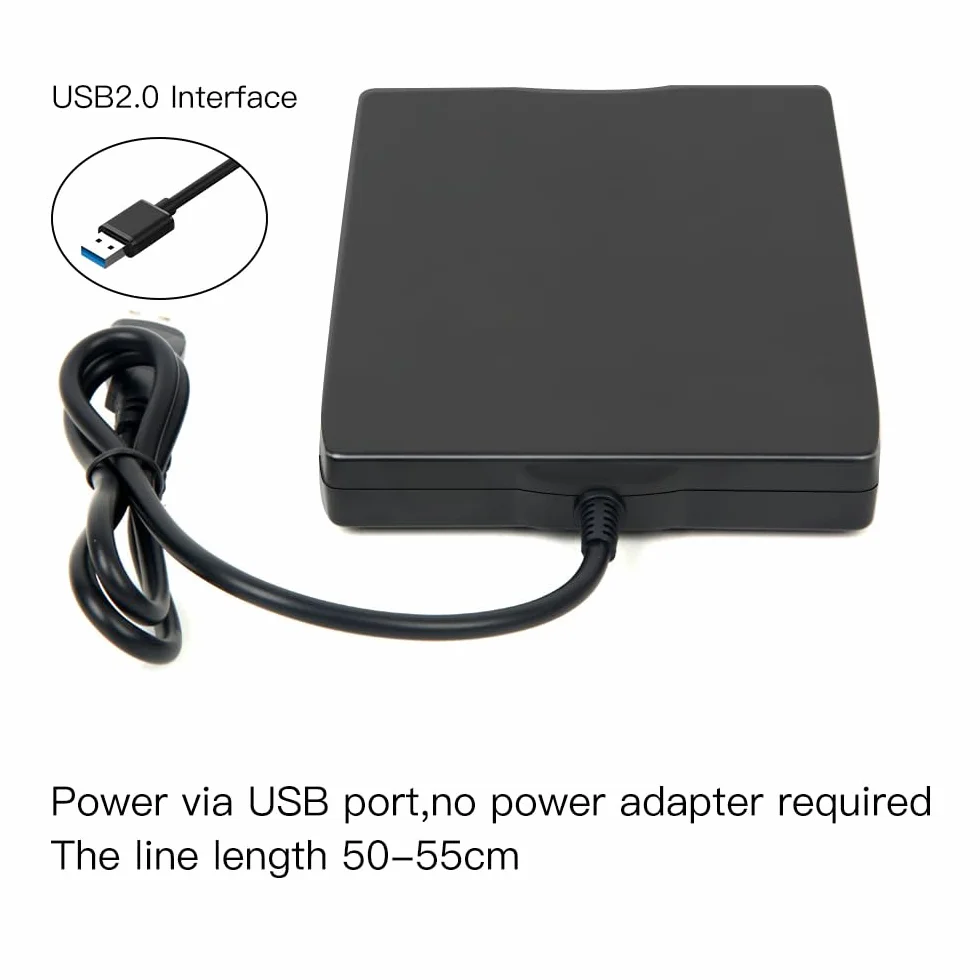 Przenośny zewnętrzny napęd dyskietek USB 3,5 cala FDD 1,44 MB do laptopów z systemem Windows 10/7/8/XP/Vista, Plug and Play, nie wymaga dodatkowego sterownika - czarny..