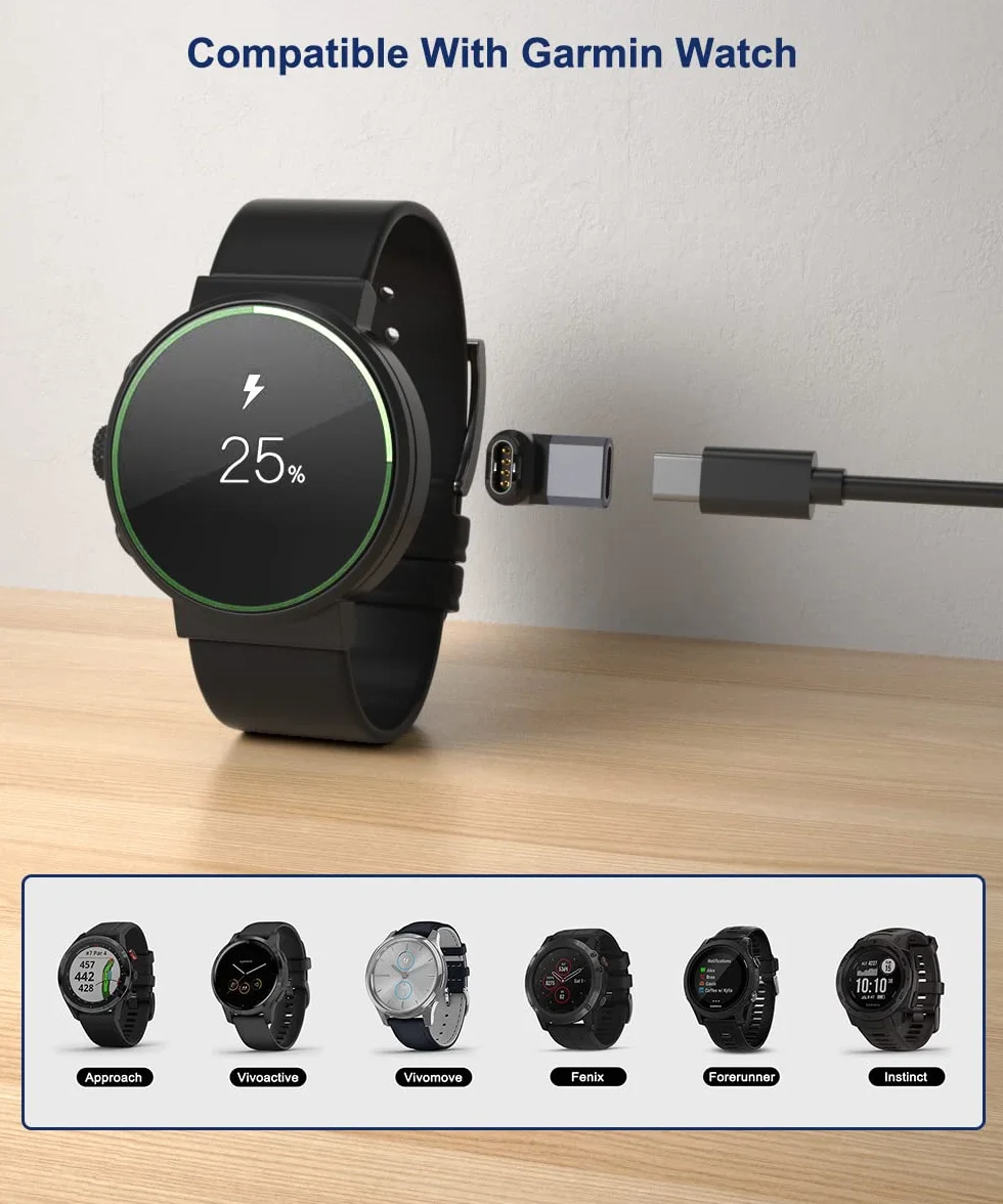 Itramax Adapter Ładowarka USB-C 3Pack,9 stopni Typ C Kabel Konwerter Kompatybilny z Gar/min Fenix 7/7S/7X/6/6S/6X/5/5X,Forerunner 245/745/945/265,Instinct 2/2S,Vivoactive 4/4S/3,Venu X1/2/2S/Sq,Epix 2