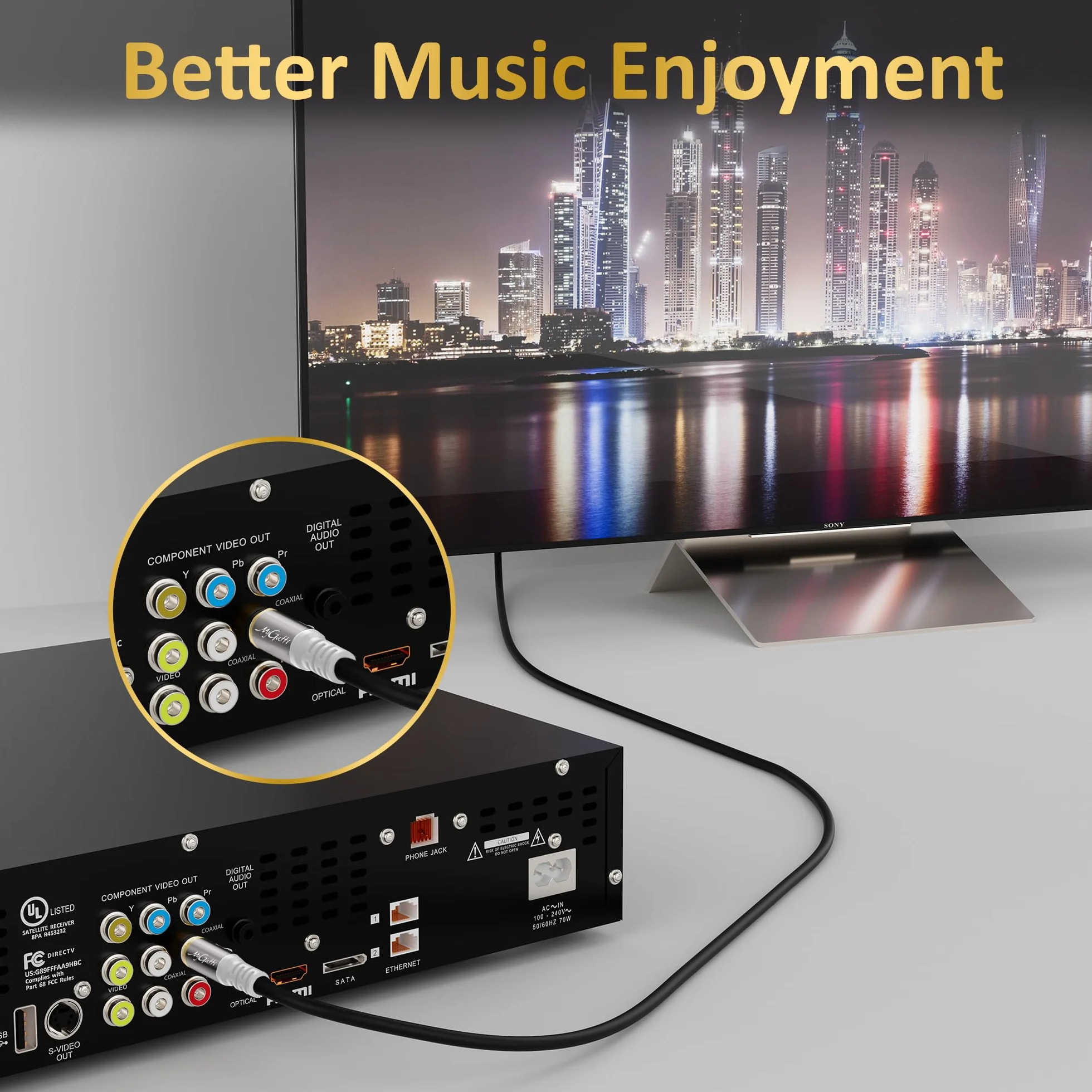 Kabel RCA na RCA S/PDIF cyfrowy koncentryczny cynkowana miedź podwójnie