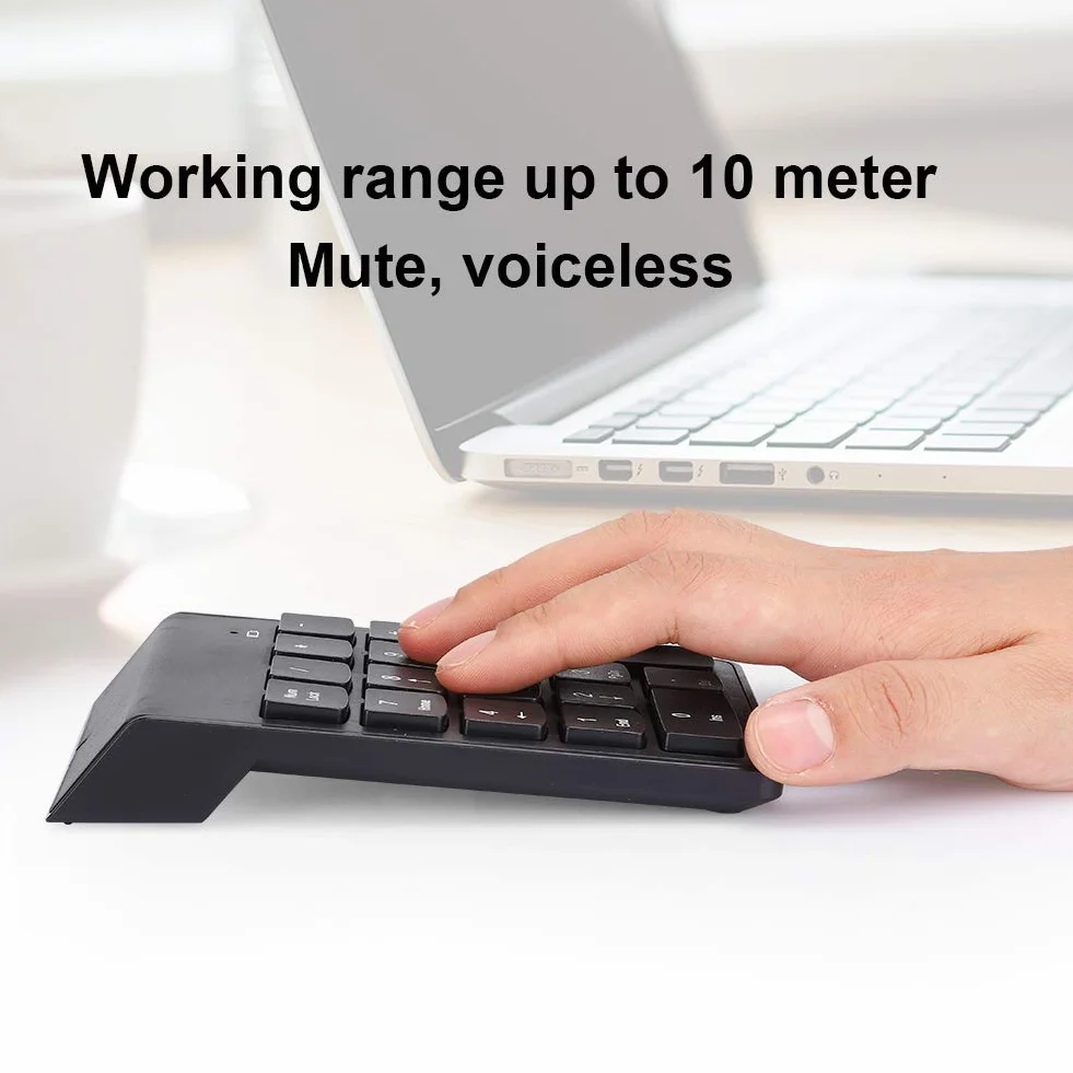 Bezprzewodowa klawiatura numeryczna Mini przenośna klawiatura cyfrowa Numpad USB 2.4GHz 18 kluczowych klawiatur księgowych na PC/Desktop(czarny)