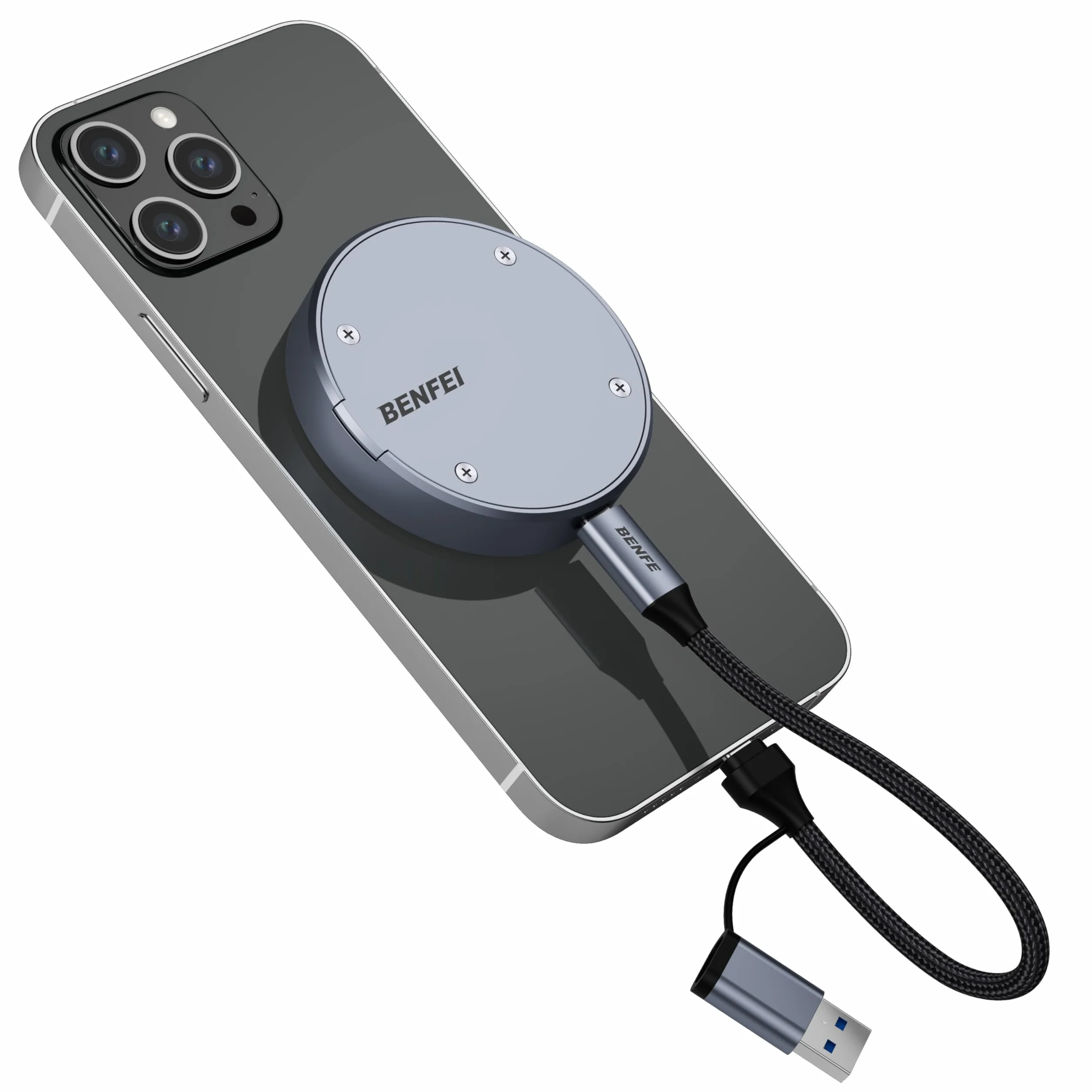 Magnetyczna obudowa BENFEI 10 Gb/s M.2 NVME SSD z ochroną przed utratą zasilania 10 s, MagSafe dla iPhone'a 15 Max ProRes, aluminiowa obudowa | Obsługuje ochronę przed utratą zasilania 10s dla iPhone'a 15 Max ProRes, aluminiowa obudowa