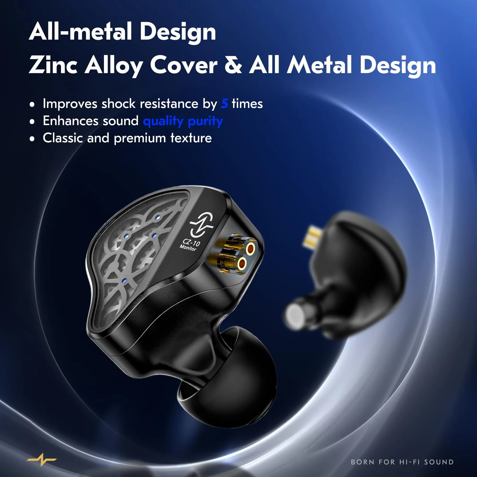 Yinyoo CCZ CZ10 IEMs Gaming with Mic 4BA+1DD in Ear Monitor HiFi przewodowe słuchawki douszne z 10 mm podwójnym magnesem PET Dynamic Driver Gaming Earbuds z odłączanym kablem 2-pinowym