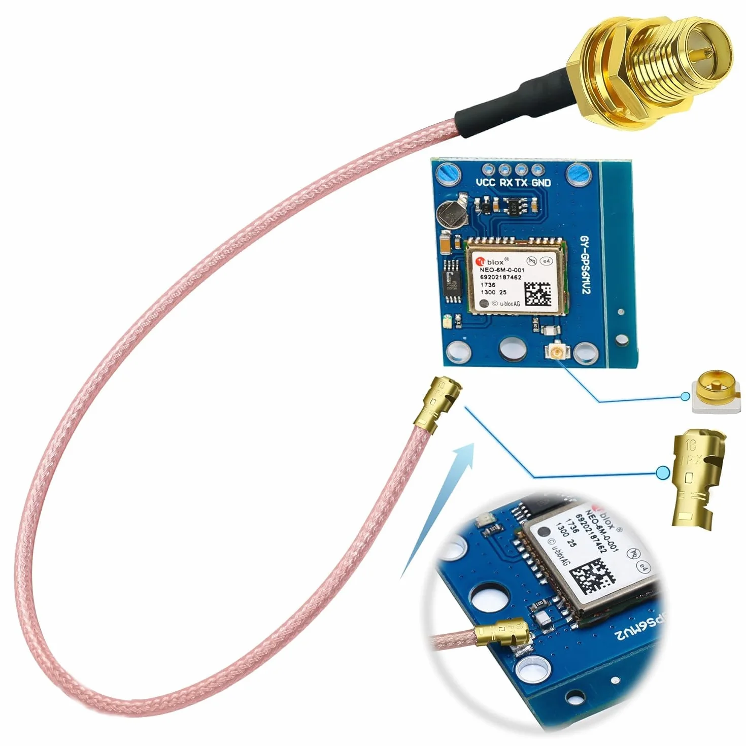TUOLNK Kabel koncentryczny RP-SMA do IPX UFL U.FL MHF1 do RPSMA Gniazdo Pigtail kabel koncentryczny o niskiej stratności do routera WiFi, mini PCI, kabel anteny przedłużającej 12 cali (30 cm), 5 sztuk