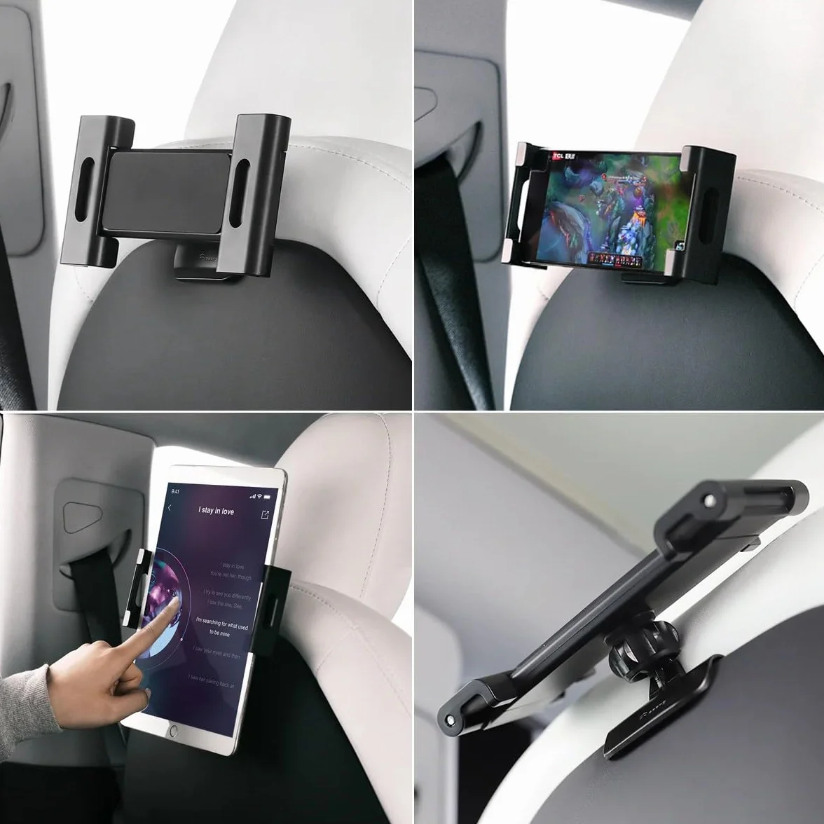 Uchwyt na tablet do Tesla Model 3/Y/S/X wysuwany 28 cm ABS metal silikon