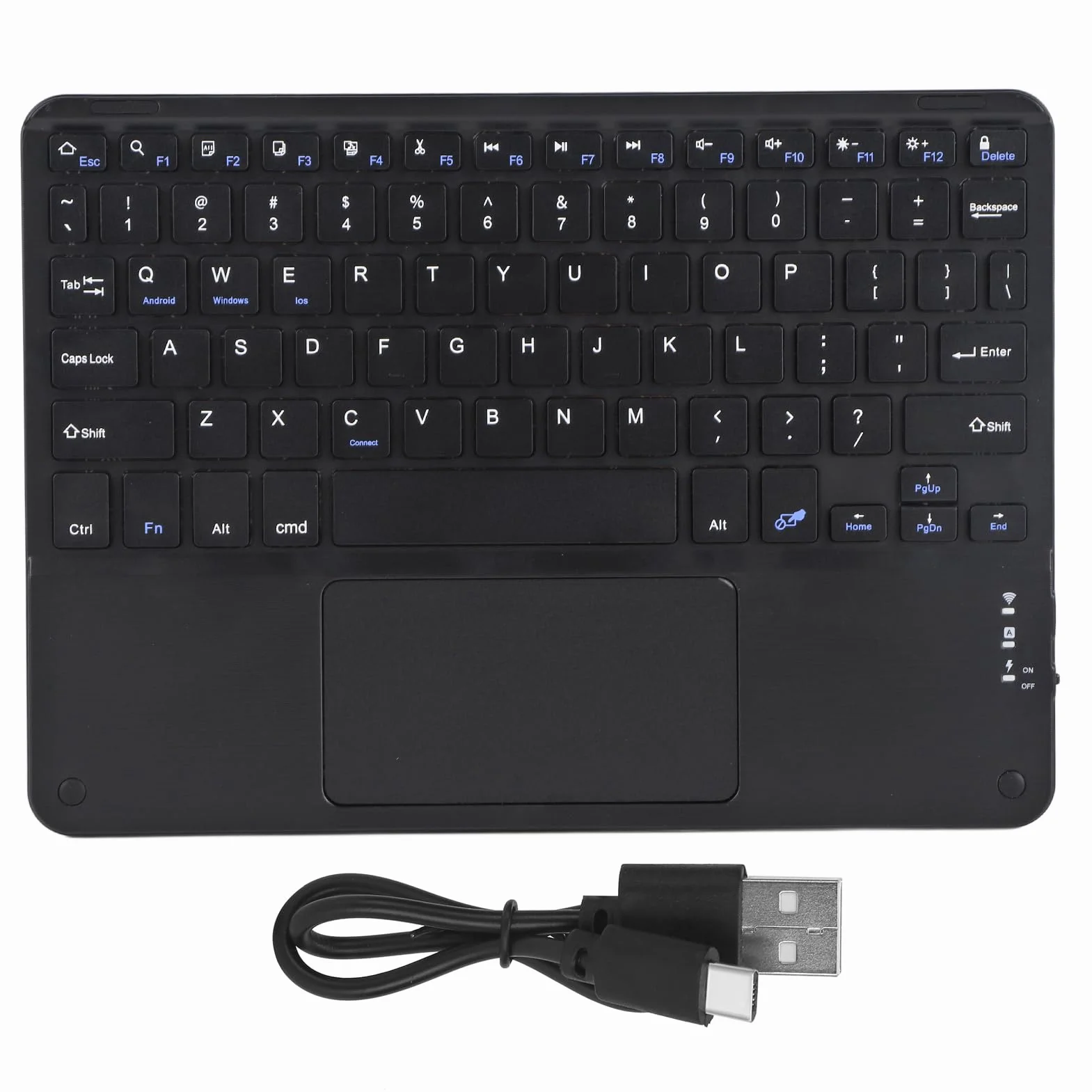 10-calowa Bezprzewodowa Klawiatura Bluetooth ze Smartfonami Touchpad, do Tabletów, Laptopów i Komputerów Stacjonarnych(czarny)
