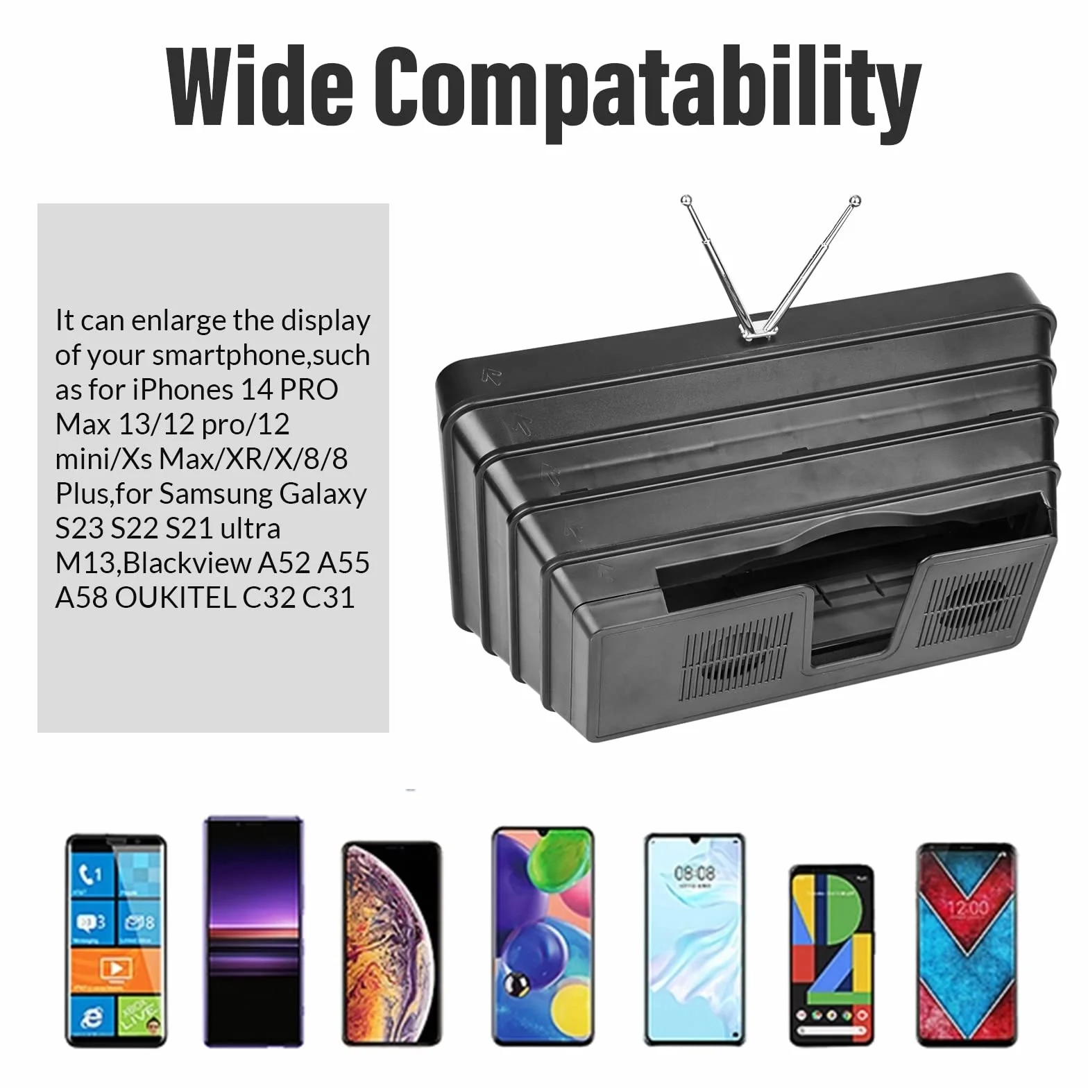 STEBRUAM Lupa ekranu 30.5 cm, cienki wzmacniacz do telefonu komórkowego 3D do oglądania filmów, składany ekran, powiększony stojak lustrzany, 4 razy 3D, do telefonu komórkowego (pomarańczowy)