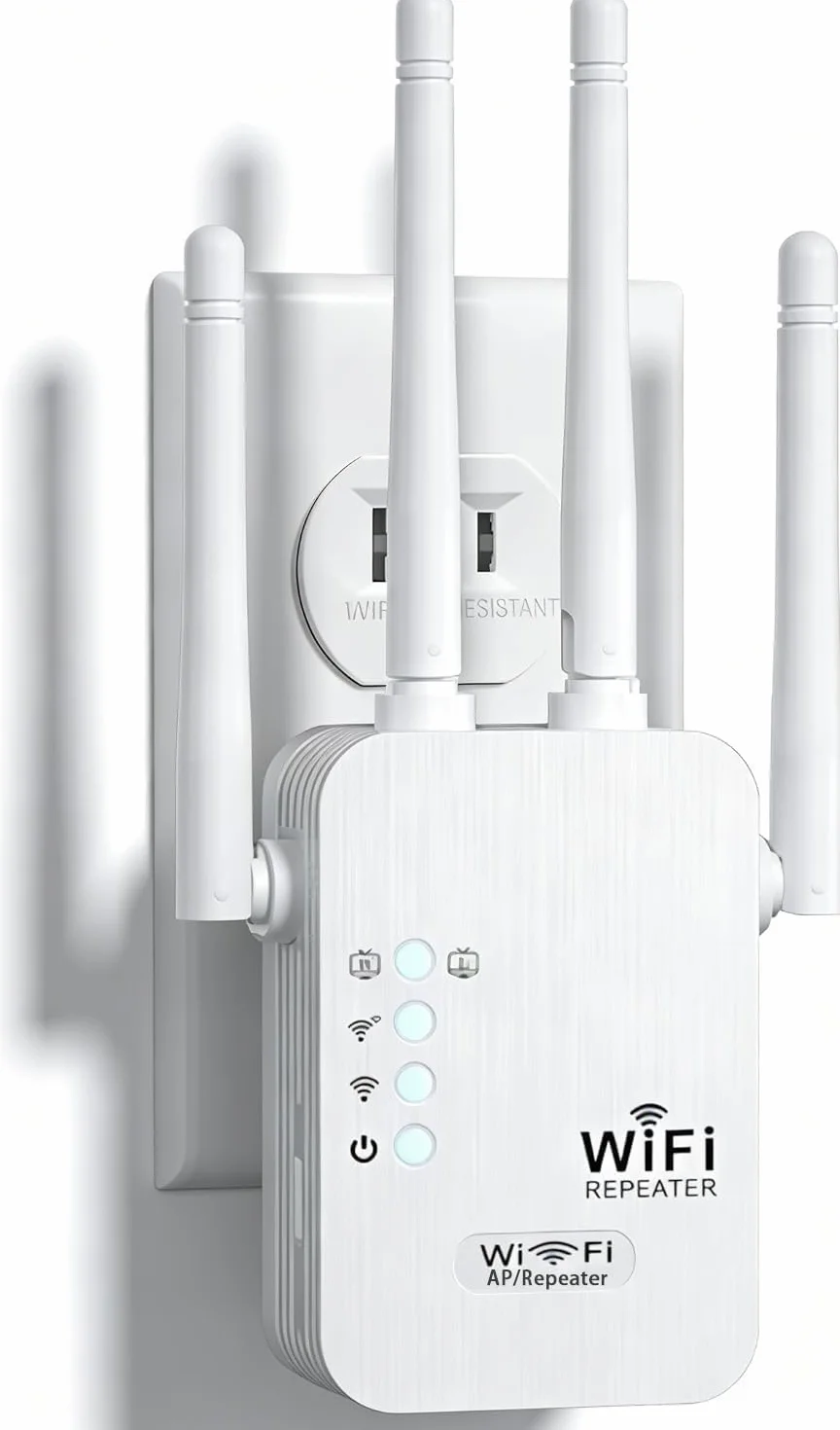 Wzmacniacz WLAN, wzmacniacz WiFi 1200 Mbit/s, 5G i 2,4 G, dwuzakresowy przedłużacz WiFi, wzmacniacz sygnału, złącze Ethernet, 3 tryby (repeater/router/AP), kompatybilny ze wszystkimi urządzeniami