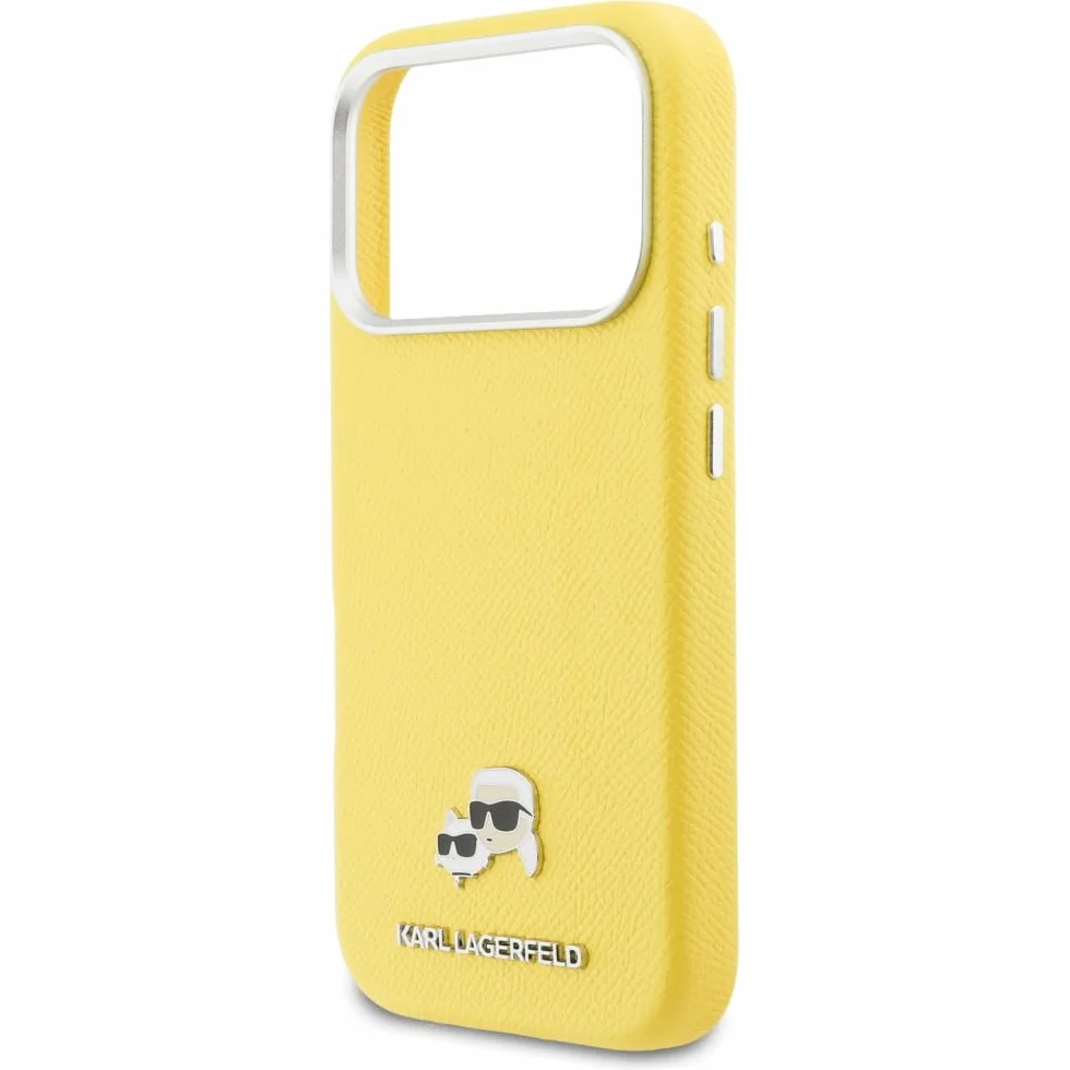 CG MOBILE Karl Lagerfeld Karl & Choupette Saffiano kompatybilne z MagSafe etui do iPhone 17 Pro (żółte)